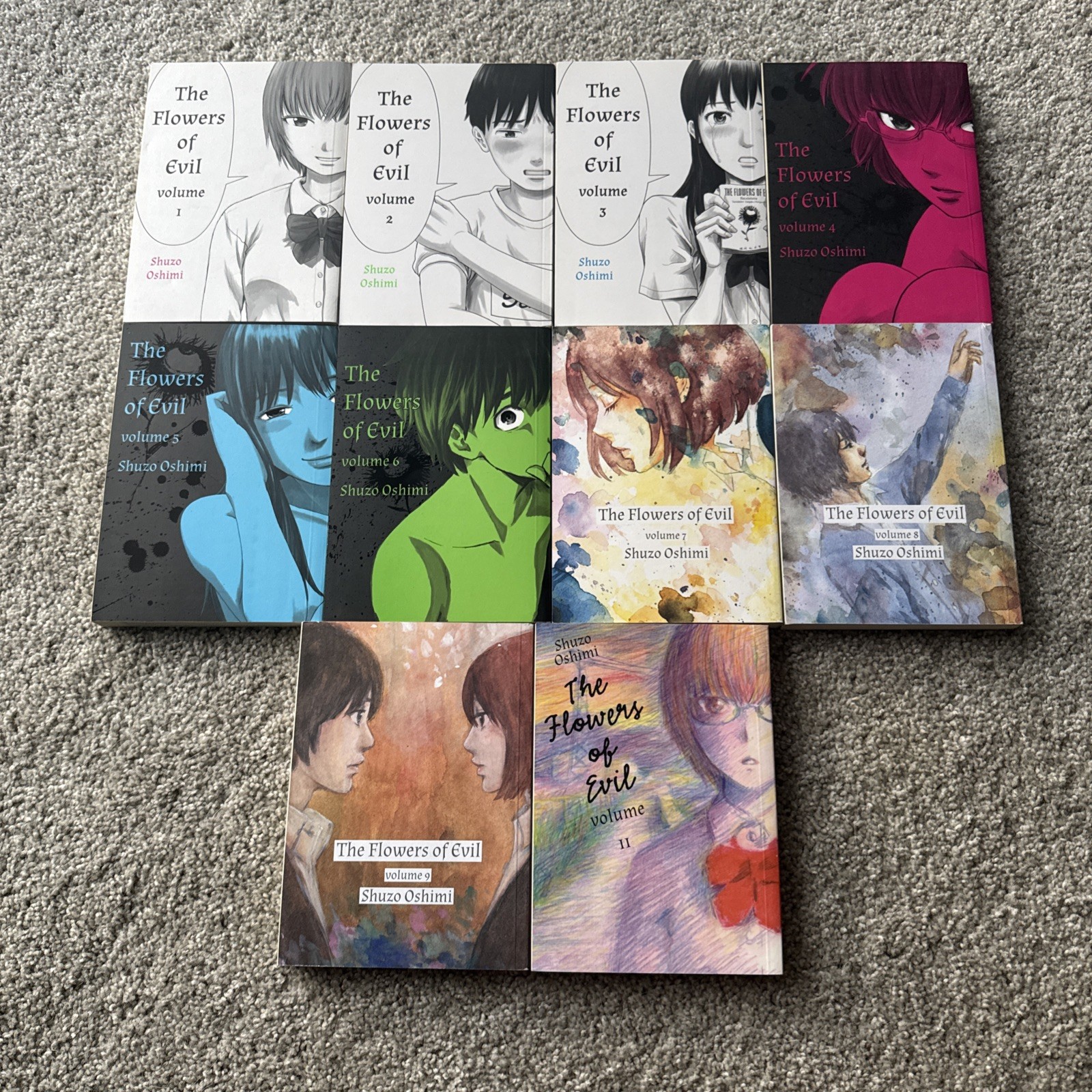 I Fiori del Male Manga 1-9 e 11 Set Shuzo Oshimi Verticale Fuori Produzione