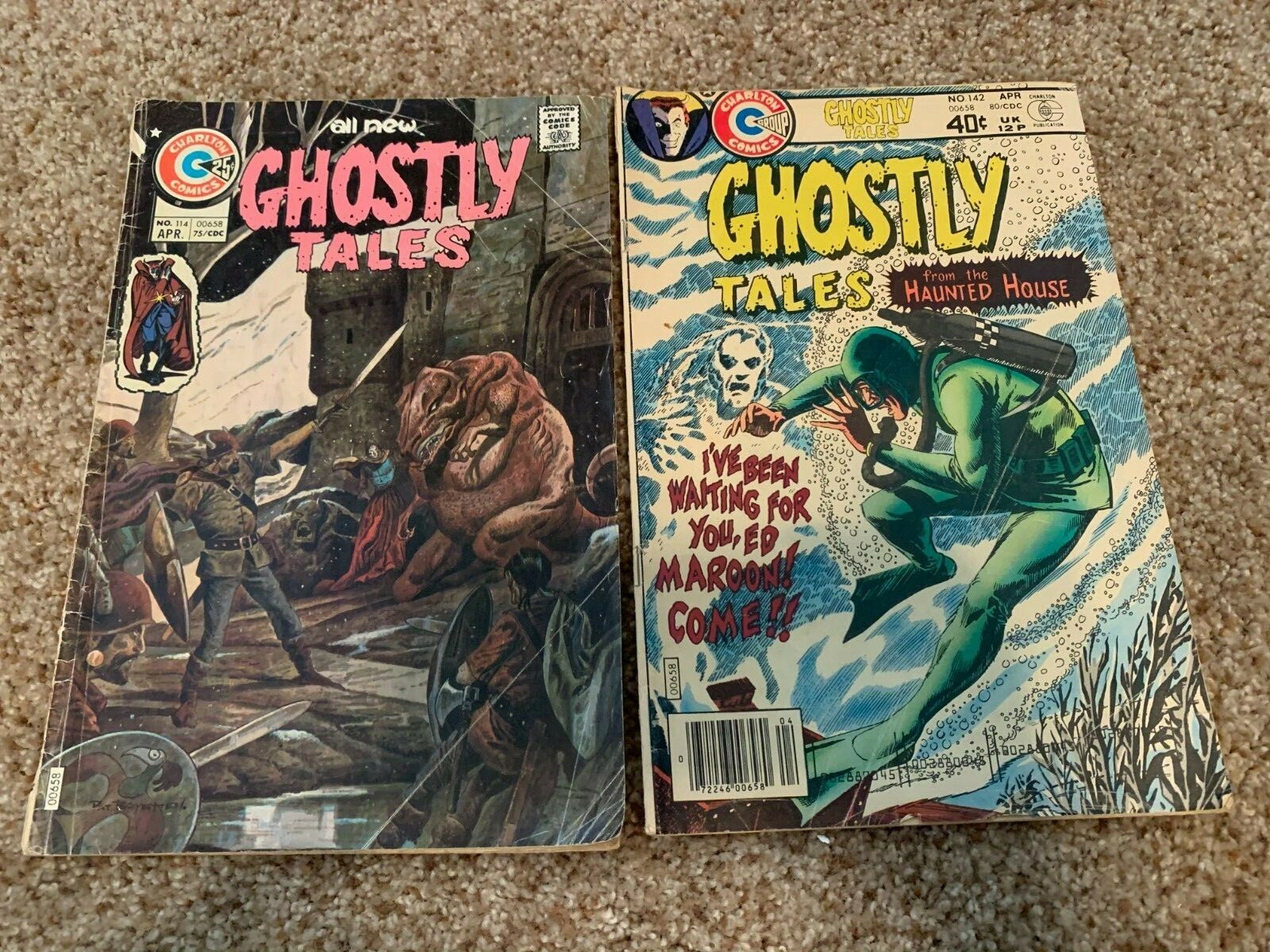 Lotto classico x2 vintage anni 70 Charlton Comics Horror GHOSTLY TALES #114 #142