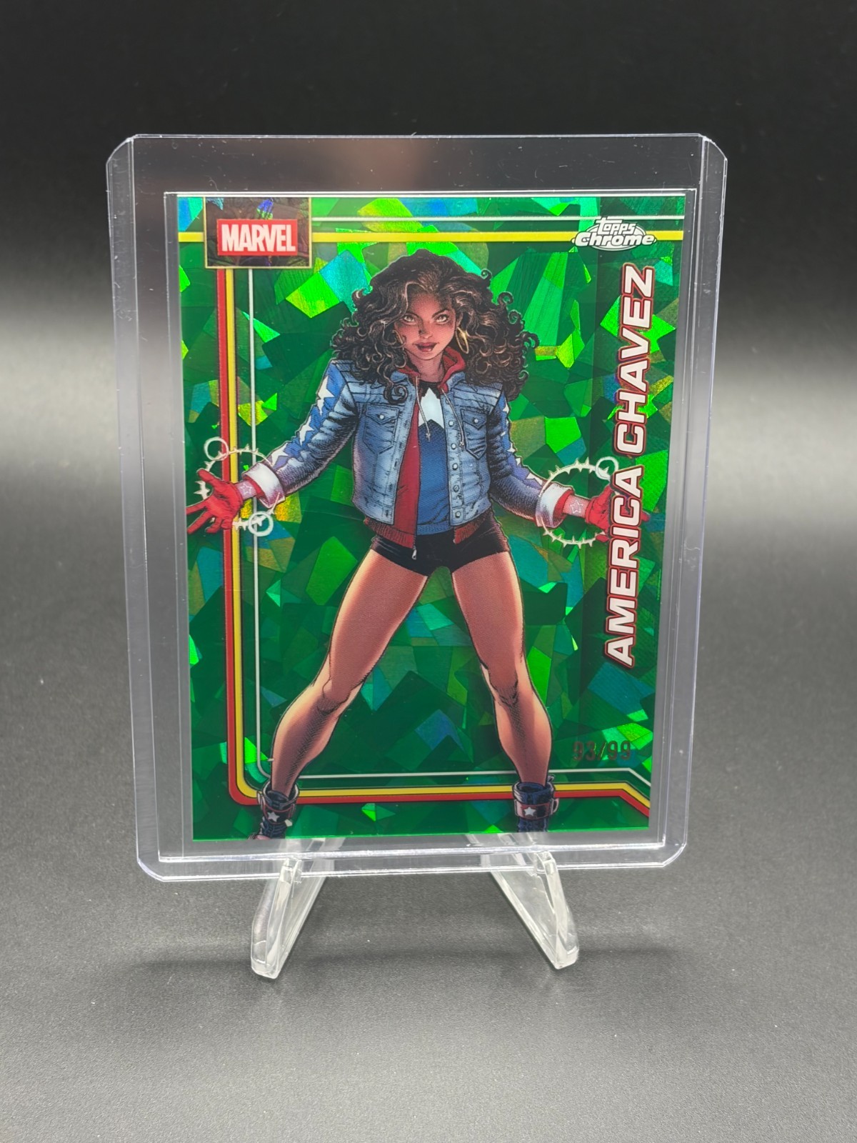 2026 Topps Chrome Marvel Sapphire America Chavez Green Geometric Refractor /99