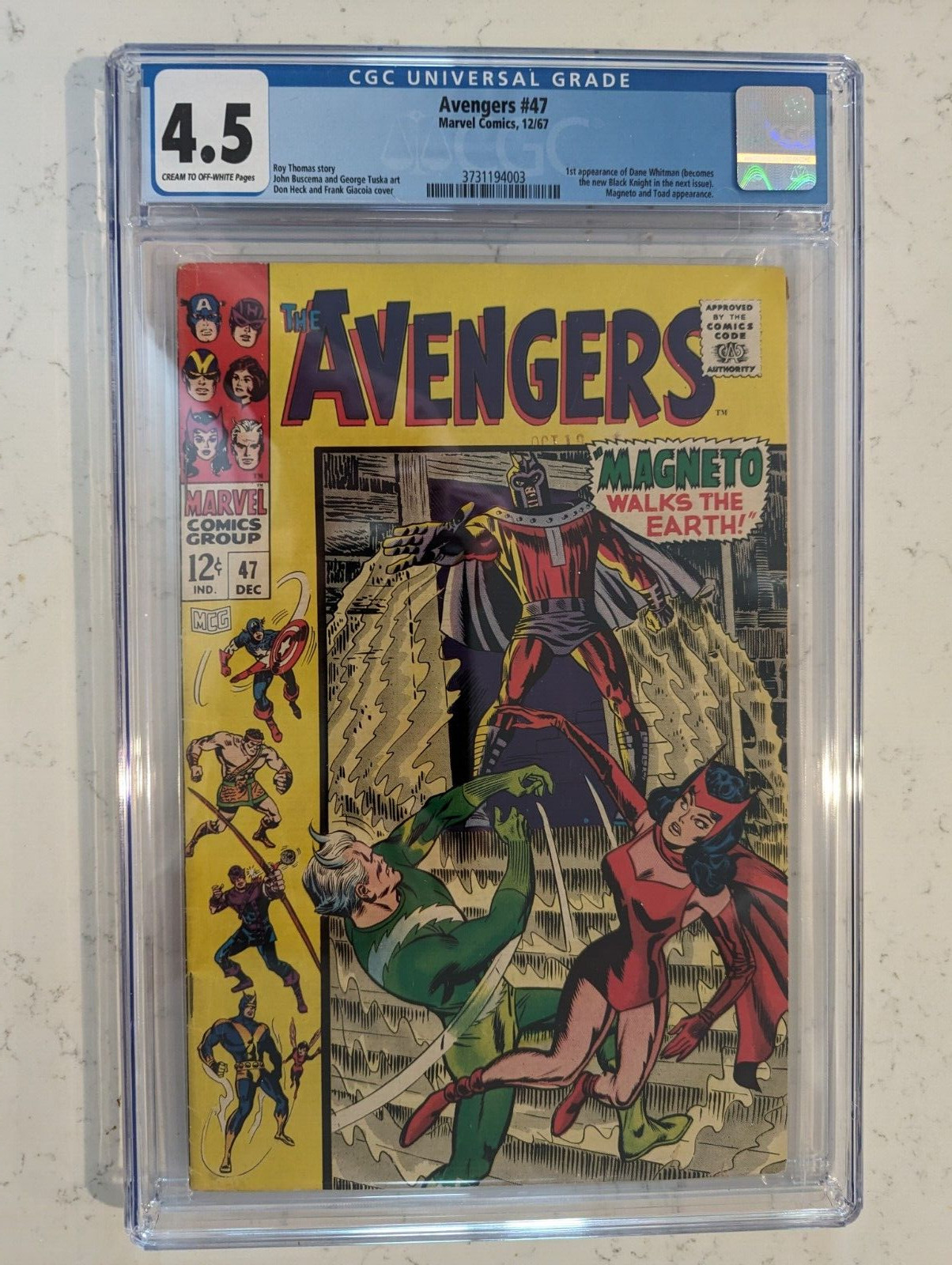 Avengers #47 CGC 4.5 1st appearance Dane Whitman