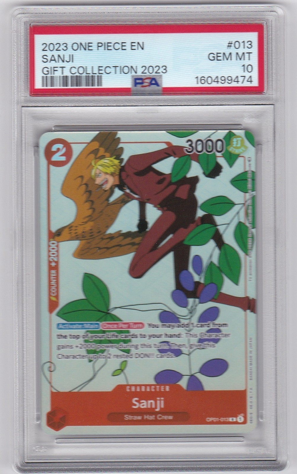 2023 ONE PIECE GIFT COLLECTION 2023 EN #013 SANJI PSA 10
