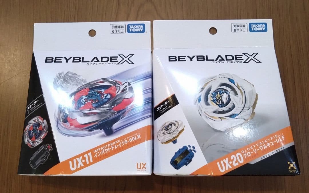 Beyblade X UX-20 Glory Valkyrie LF & UX-11 Impact Drake 9-60LR set 2 pezzi