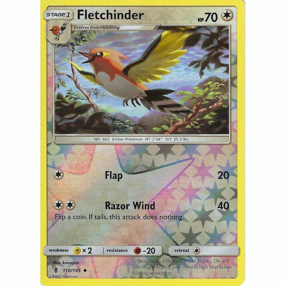 POKEMON CARD REVERSE HOLO FLETCHINDER 110/145 NO 662 EMBER POKEMON TCG CCG