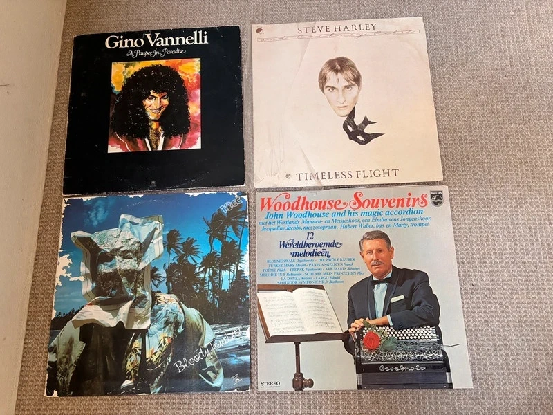 4 vintage LP’s; Bloody Tourists, Steve Harley, Gino Vanelli, Woodhouse Souvenirs