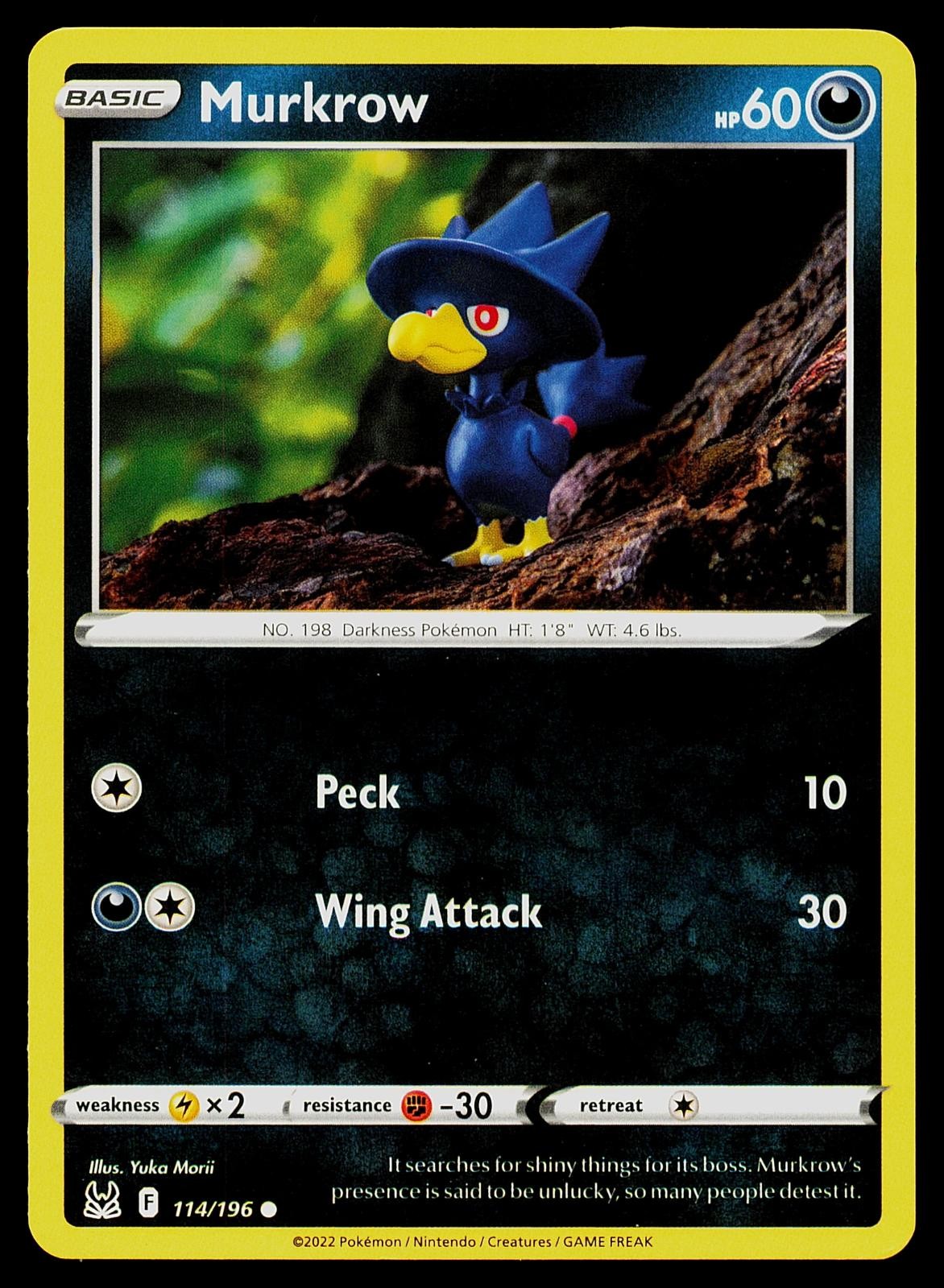 Pokemon Card Lost Origin Murkrow 114/196 Common