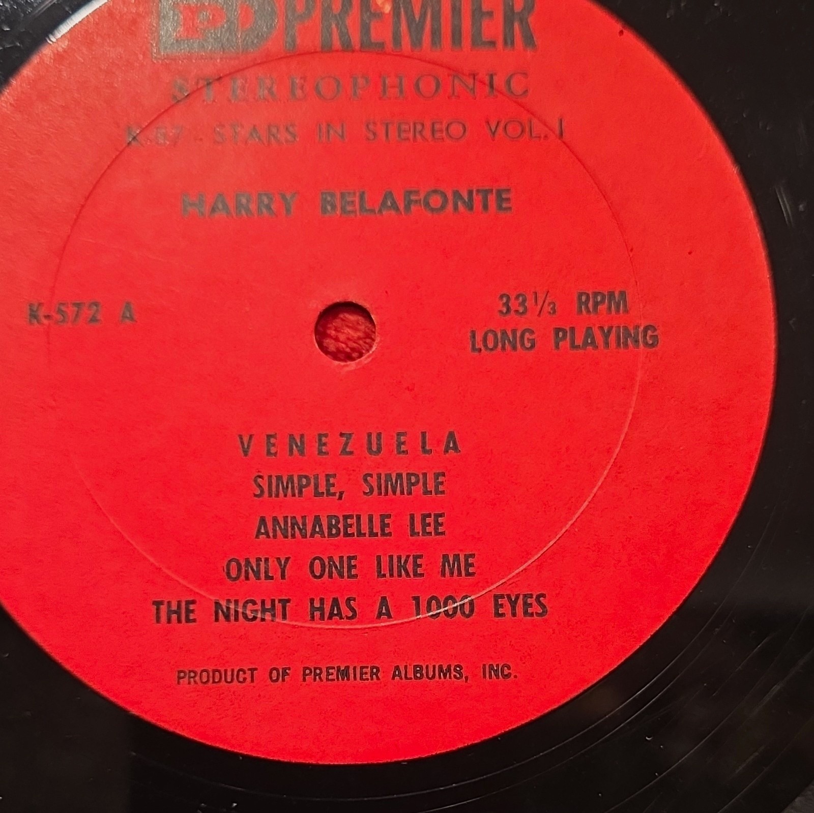 Premier K-57 Stars In Stereo Vol. 1 Harry Belafonte/Islanders LP K-572