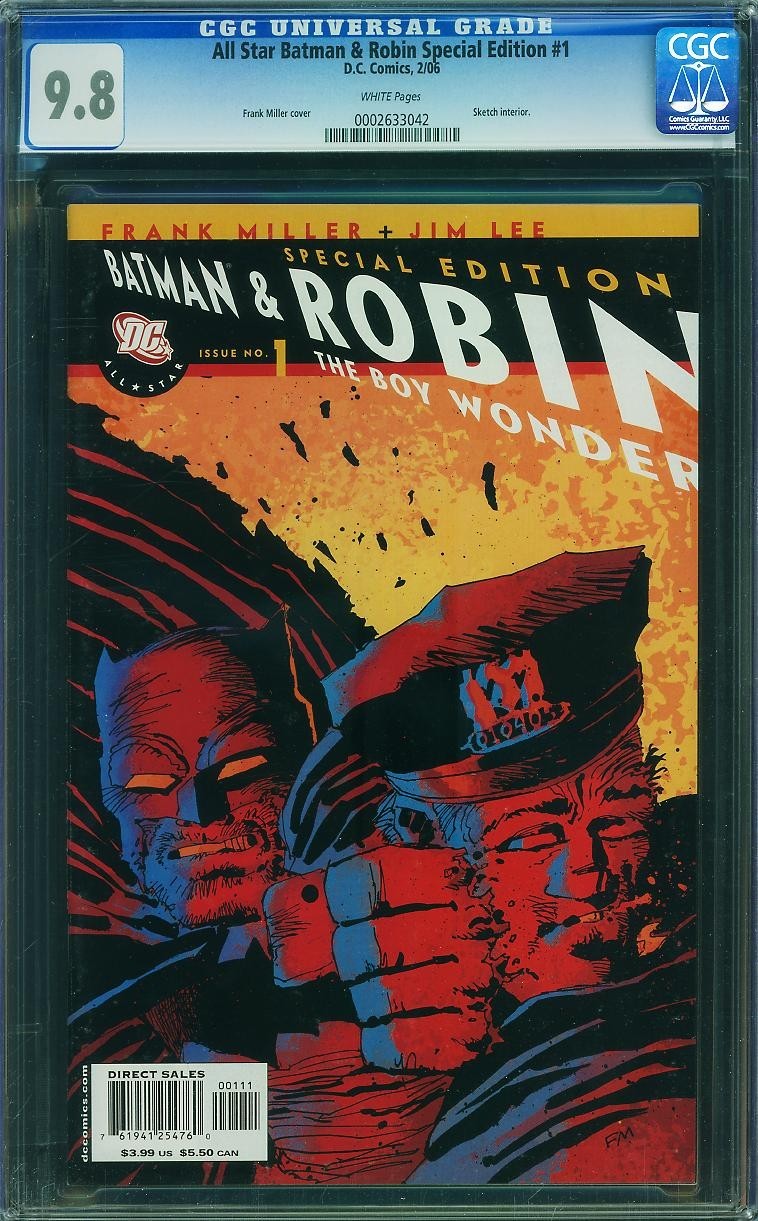 All Star Batman Robin Edizione Speciale 1 CGC 9.8 Pagine Bianche Frank Miller DC 2006