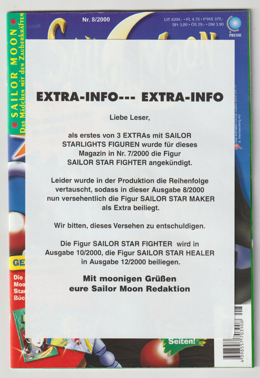 ✪ Sailor Moon #08/2000 + Extra Sailor Star Maker e Info, Ehapa COMICHEFT NUOVO