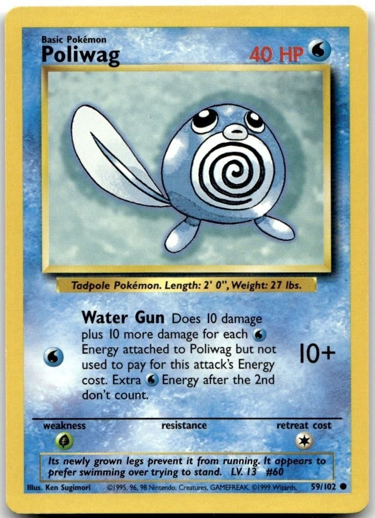 Poliwag Base Set #059/102 Pokemon TCG Card LP