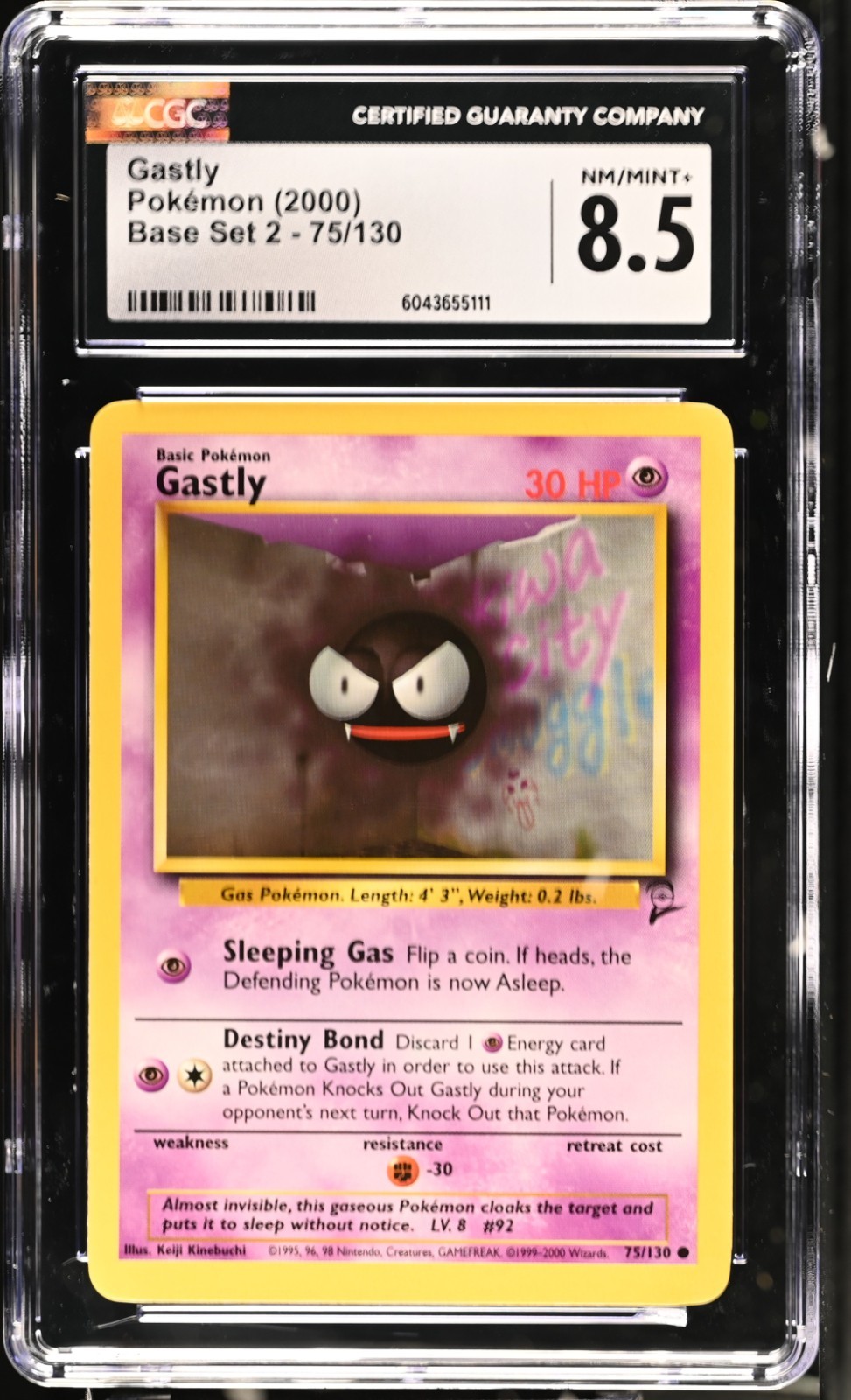 2000 Pokémon Gastly Base Set 2 CGC 8.5
