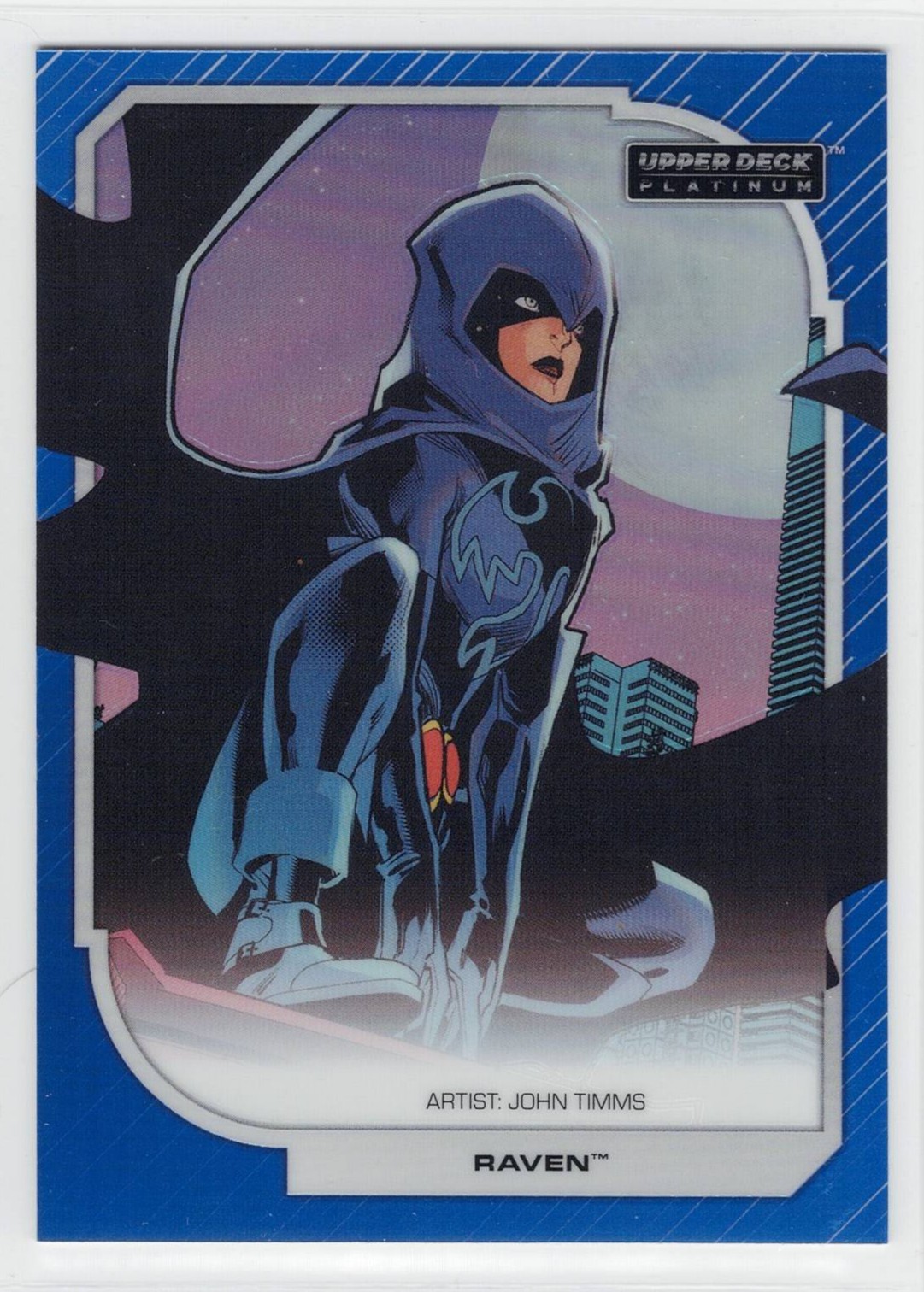 2026 Upper Deck DC Platinum Blue Rainbow Refractor Card #32 - Raven