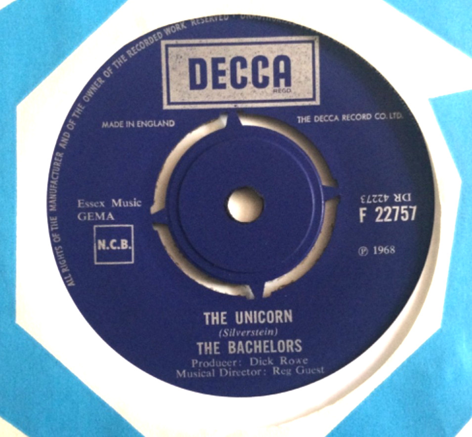 The bachelors - the unicorn - excellent condition  7” vinyl decca