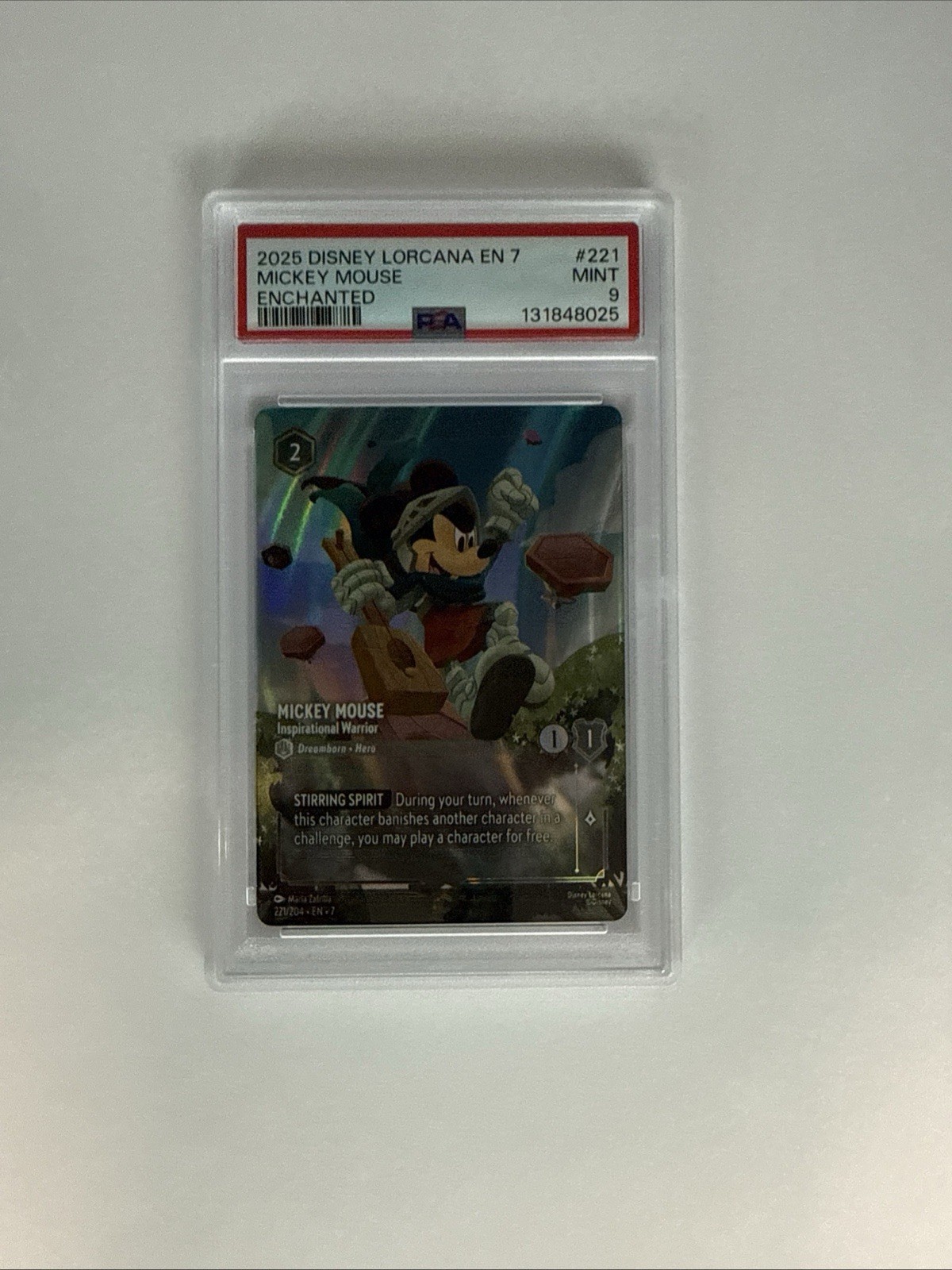 2025 LORCANA INCANTATA #221 TOPOLINO GUERRIERO ISPIRATORE PSA 10 #221 EN 7