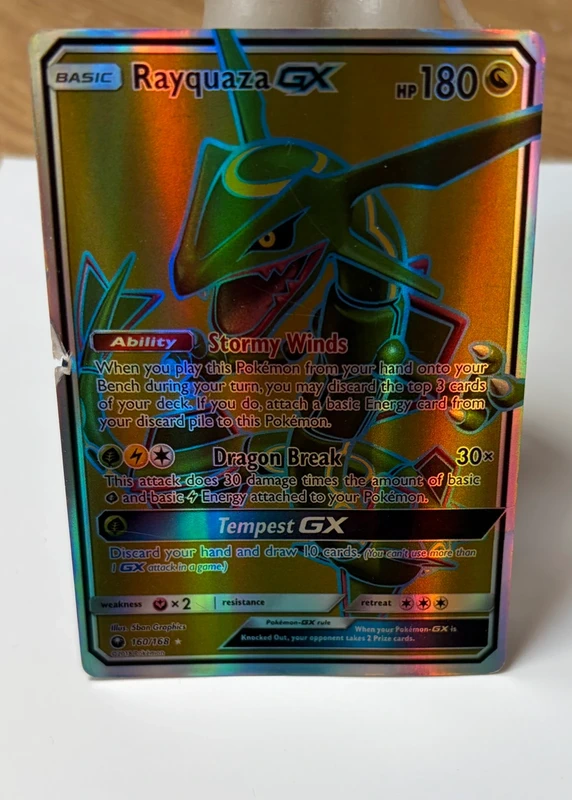 Carte Pokémon Rayquaza GX Holo 160/168 Full Art – Celestial Storm