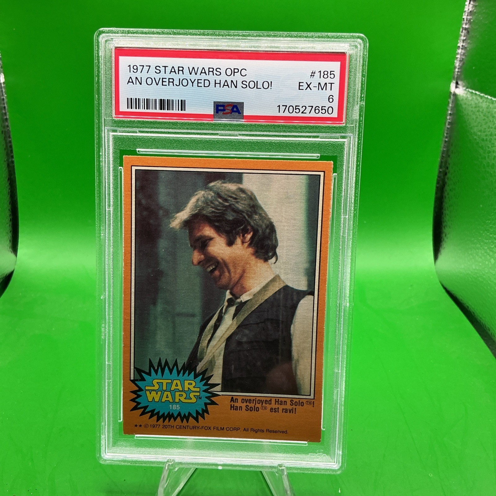 1977 Star Wars OPC #185 Un Han Solo felicissimo! PSA 6 raro