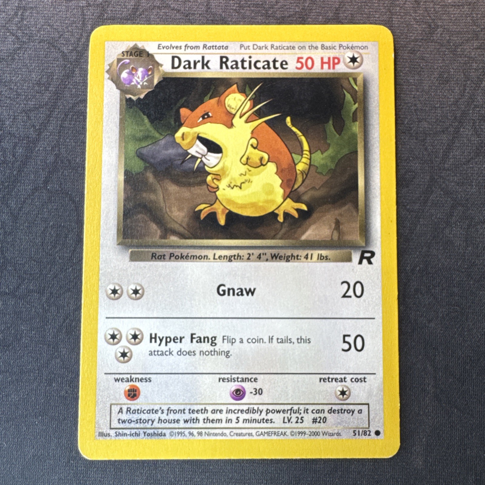 Dark Raticate 51/82 Team Rocket Pokemon ZA