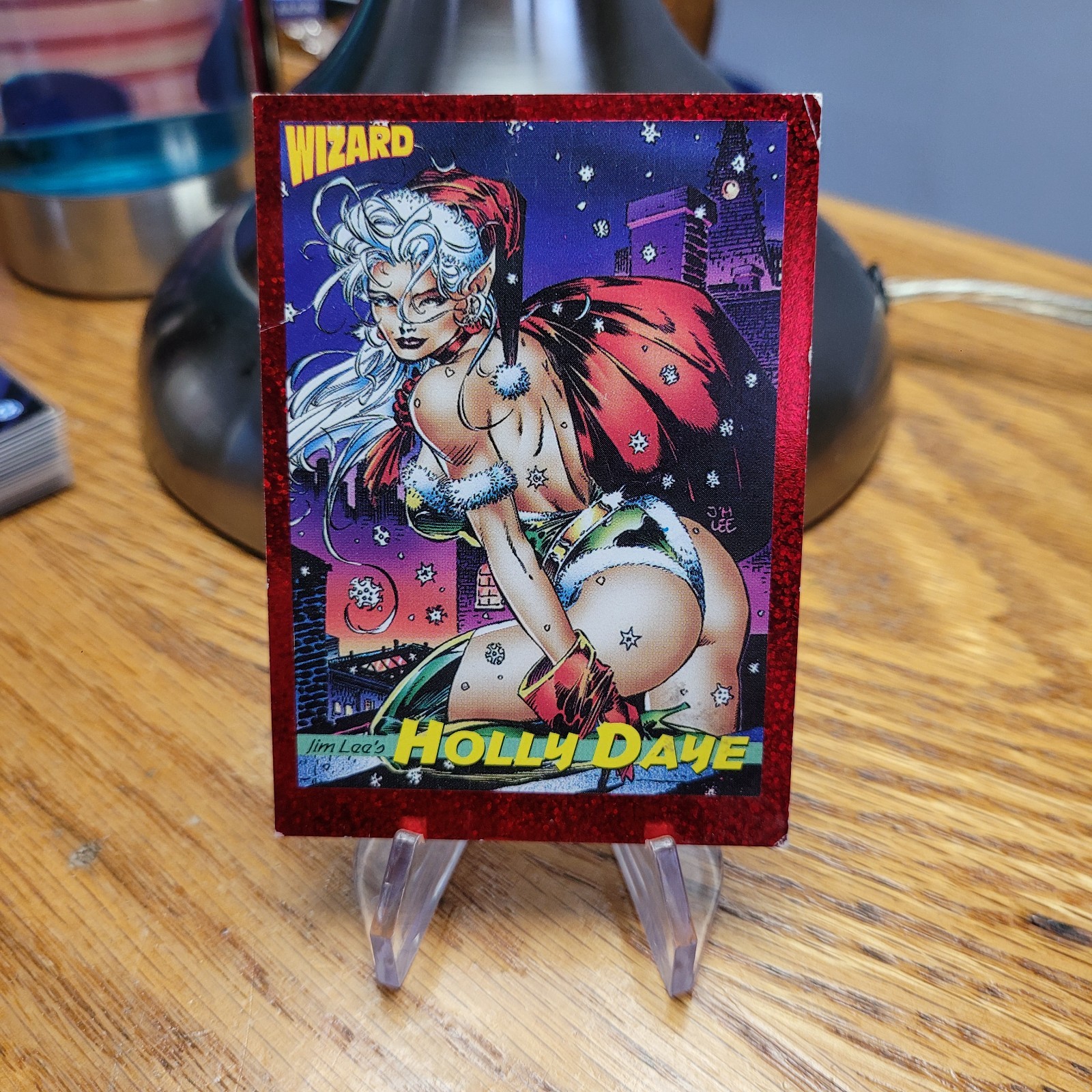 1993 Wizard Comic Insert Jim Lee Holly Daye Prism Promo Card #9 Natale ROSSO 🔥