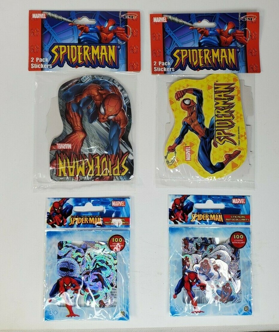 Lotto adesivi Spider Man vintage 2003 2007 fumetto Marvel quasi nuovi NOS rari