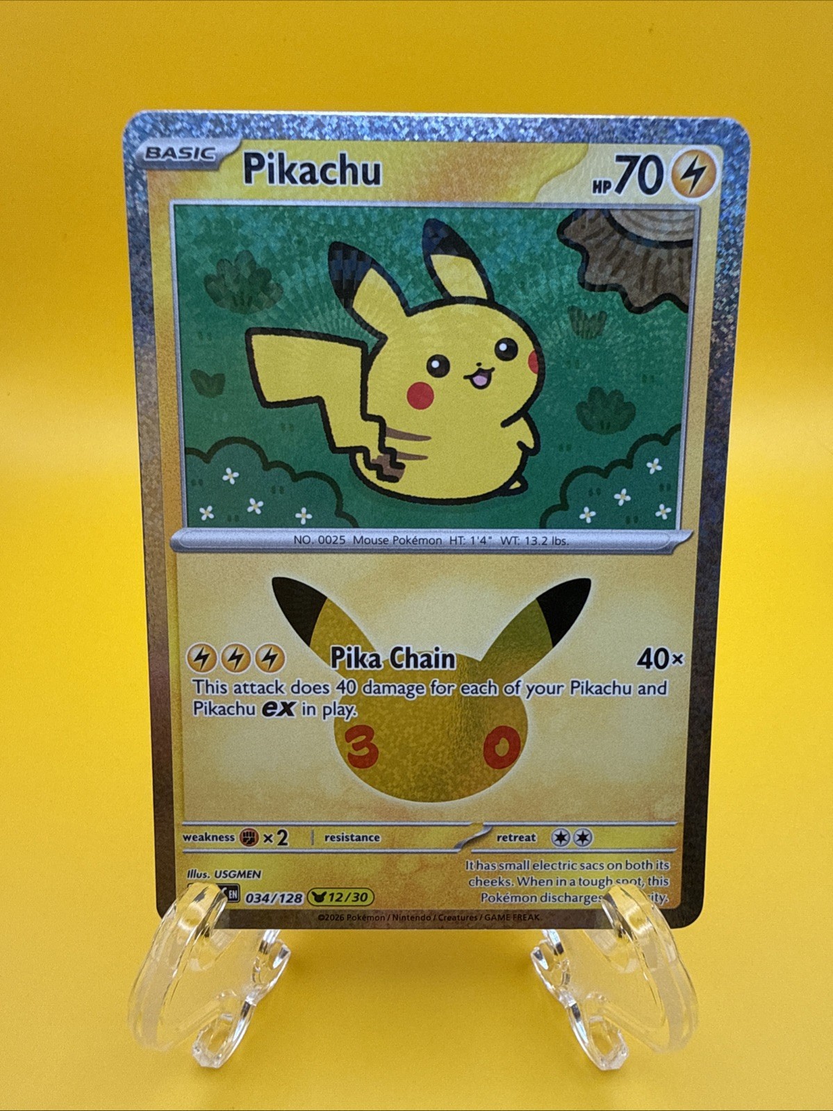 2026 Pokemon 30° Anniversario PIKACHU - Collezione Pikachu Carta Rara #12/30