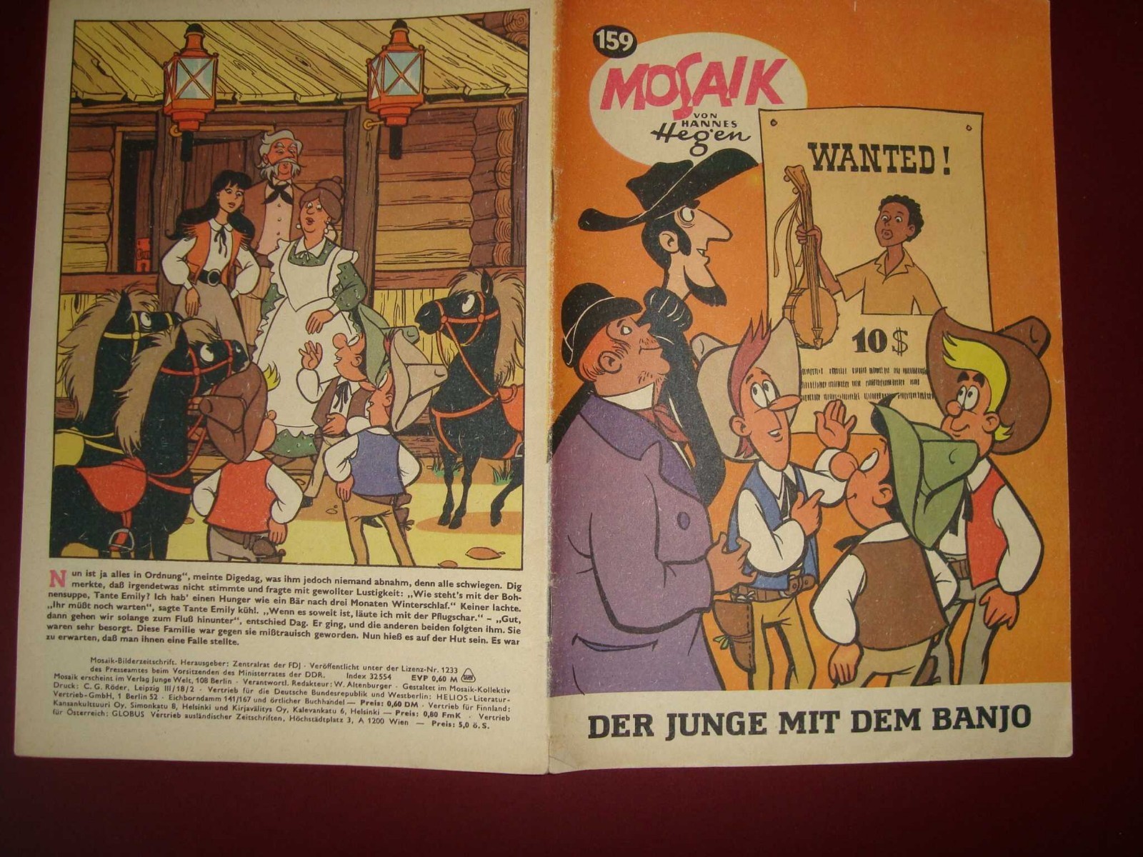 Mosaico n.159 - Il ragazzo con il banjo, originale H.Hegen, 02/1970
