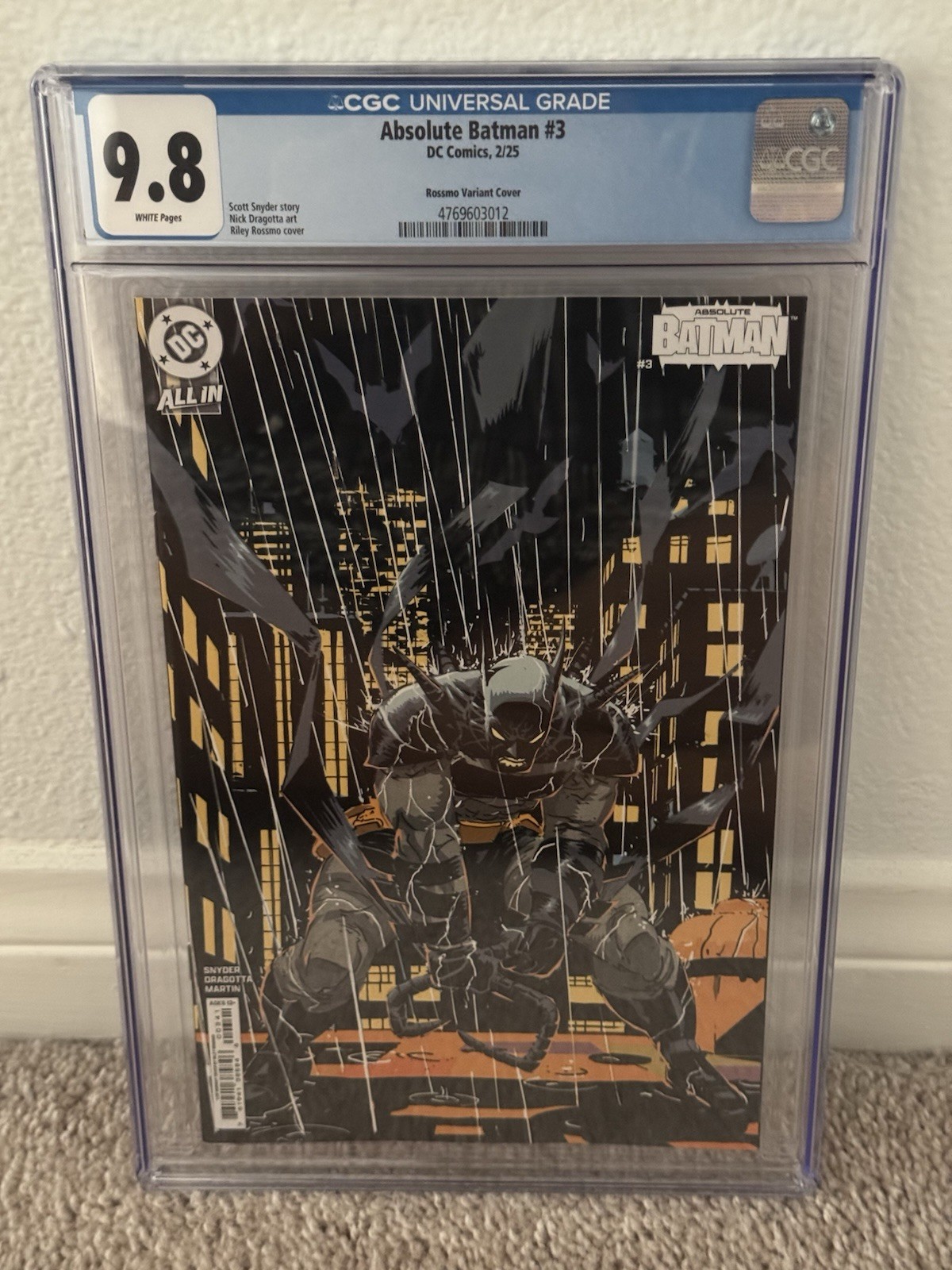 ABSOLUTE BATMAN #3 1ST PRINT COVER D INC 1:25 RILEY ROSSMO CGC 9.8 NEW CASE