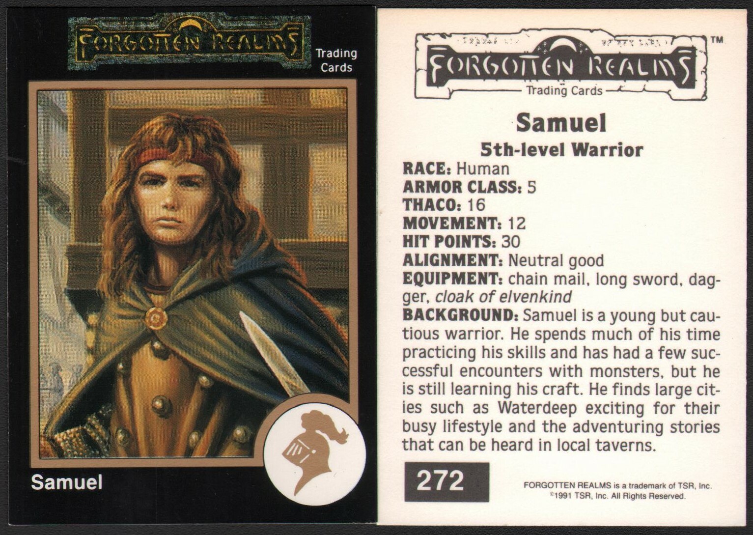 1991 TSR AD&D Gold Border RPG Fantasy Art Card #272 ~ Guerriero dei Regni Dimenticati