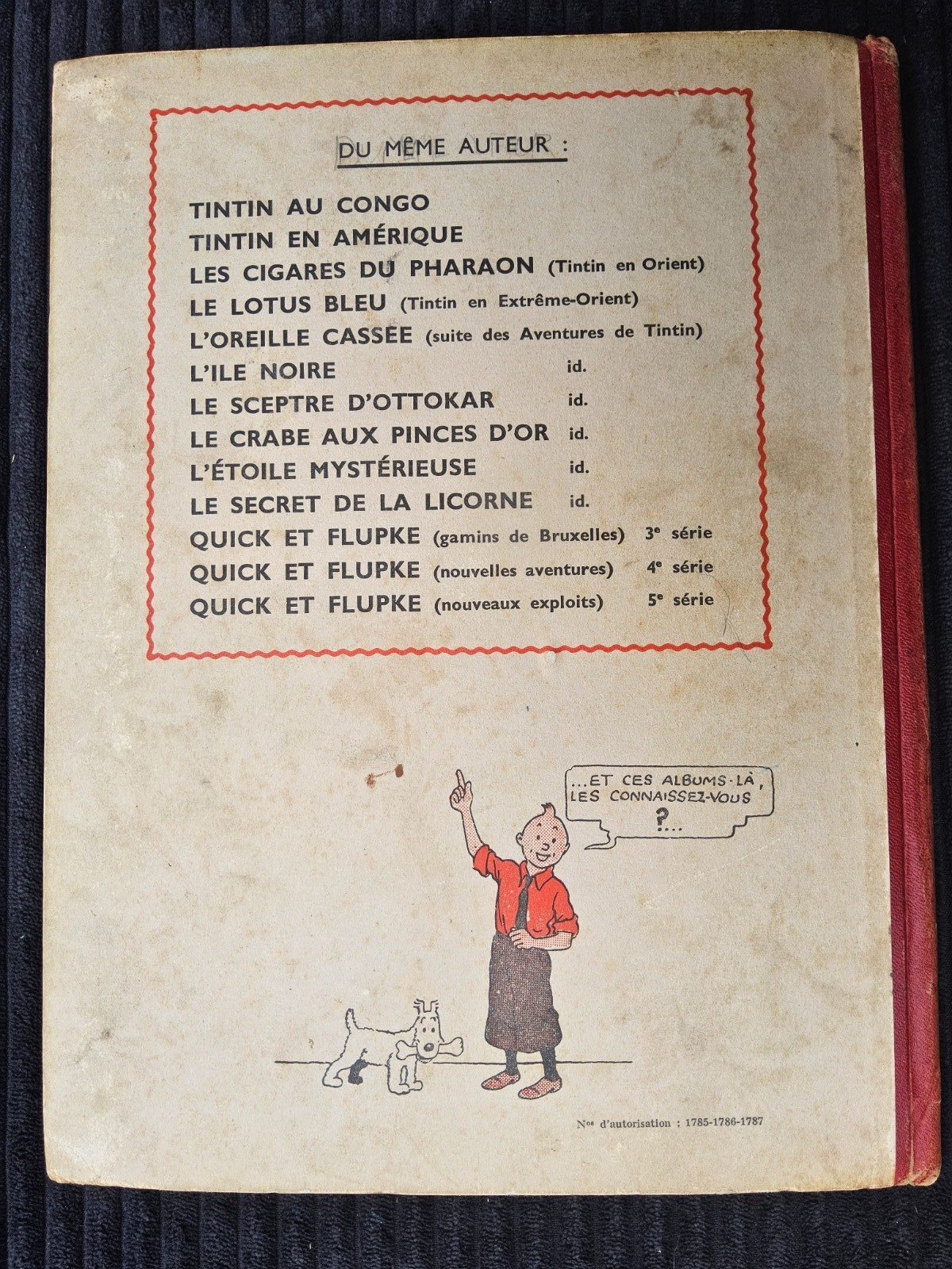 Tintin - Le Secret de la Licorne - A20 - EO - Magnifique dos blanc de 1943