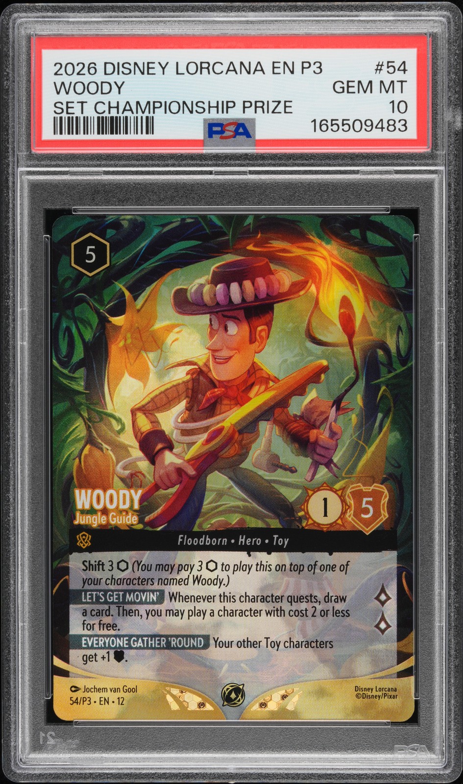 2026 DISNEY LORCANA EN P3-PROMO #54 WOODY - GUIDA GIUNGLA PSA 10