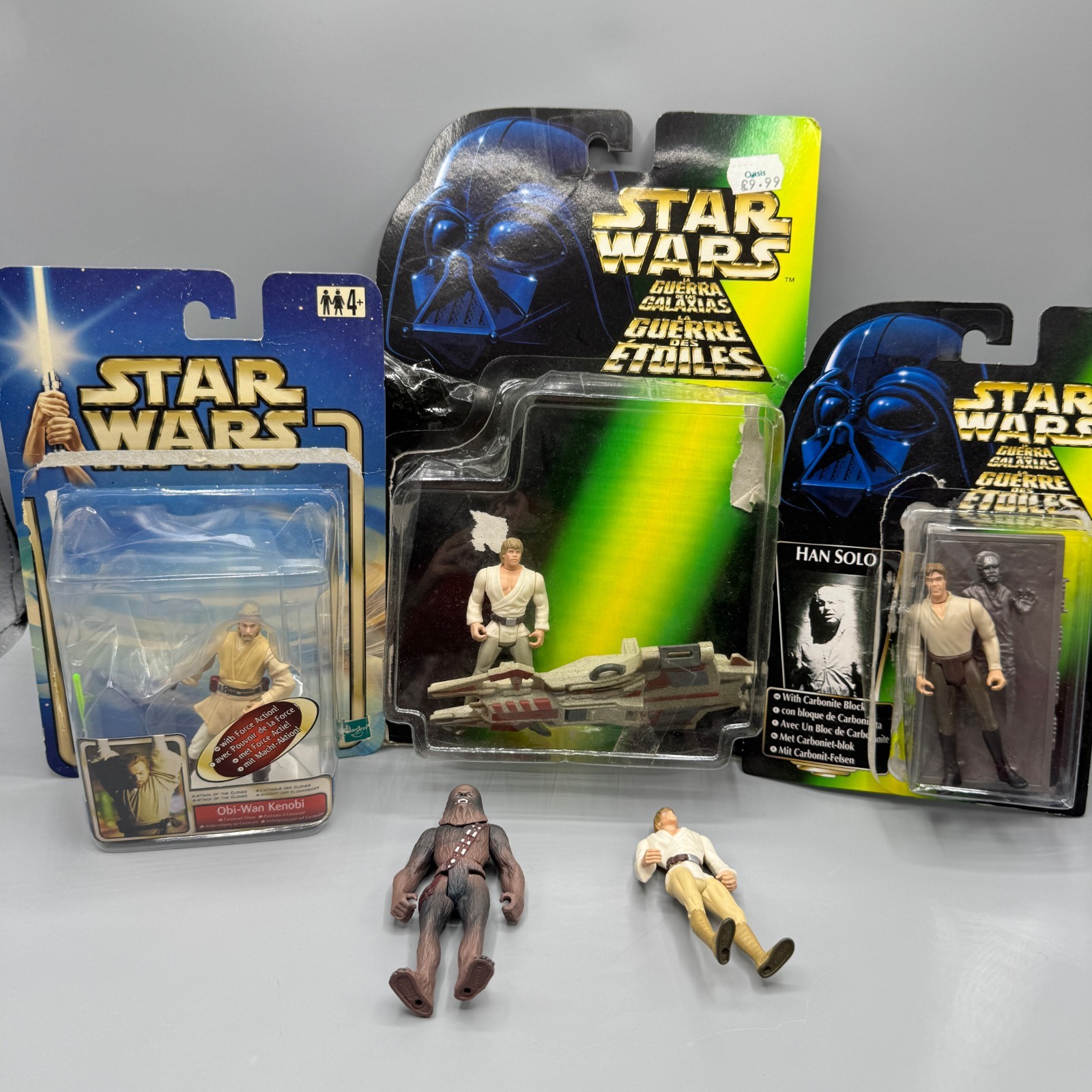 Vintage Star Wars Figure Bundle of Used Figures Luke, Obi-Wan, Han Solo Joblot