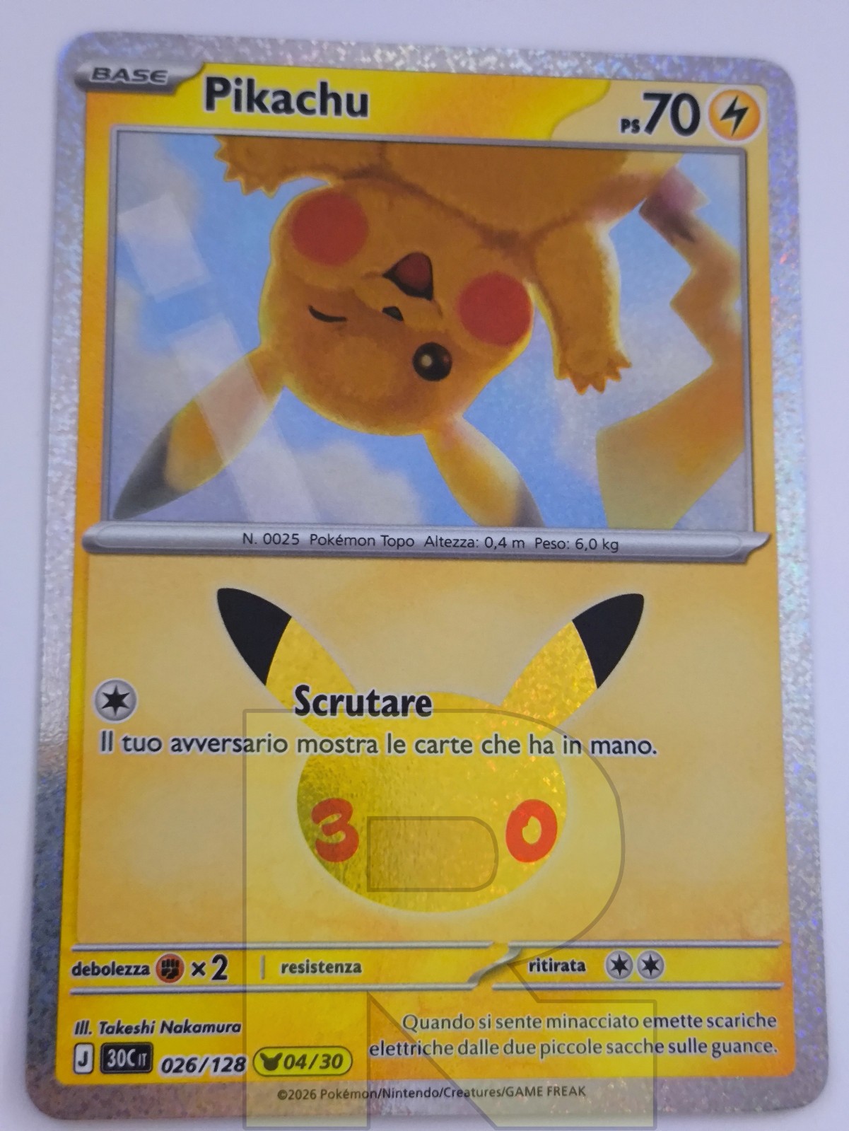 Pikachu ® Nakamura 04/30 ® 30th Anniversary 30C 026/128 ® HOLO ® Italiano