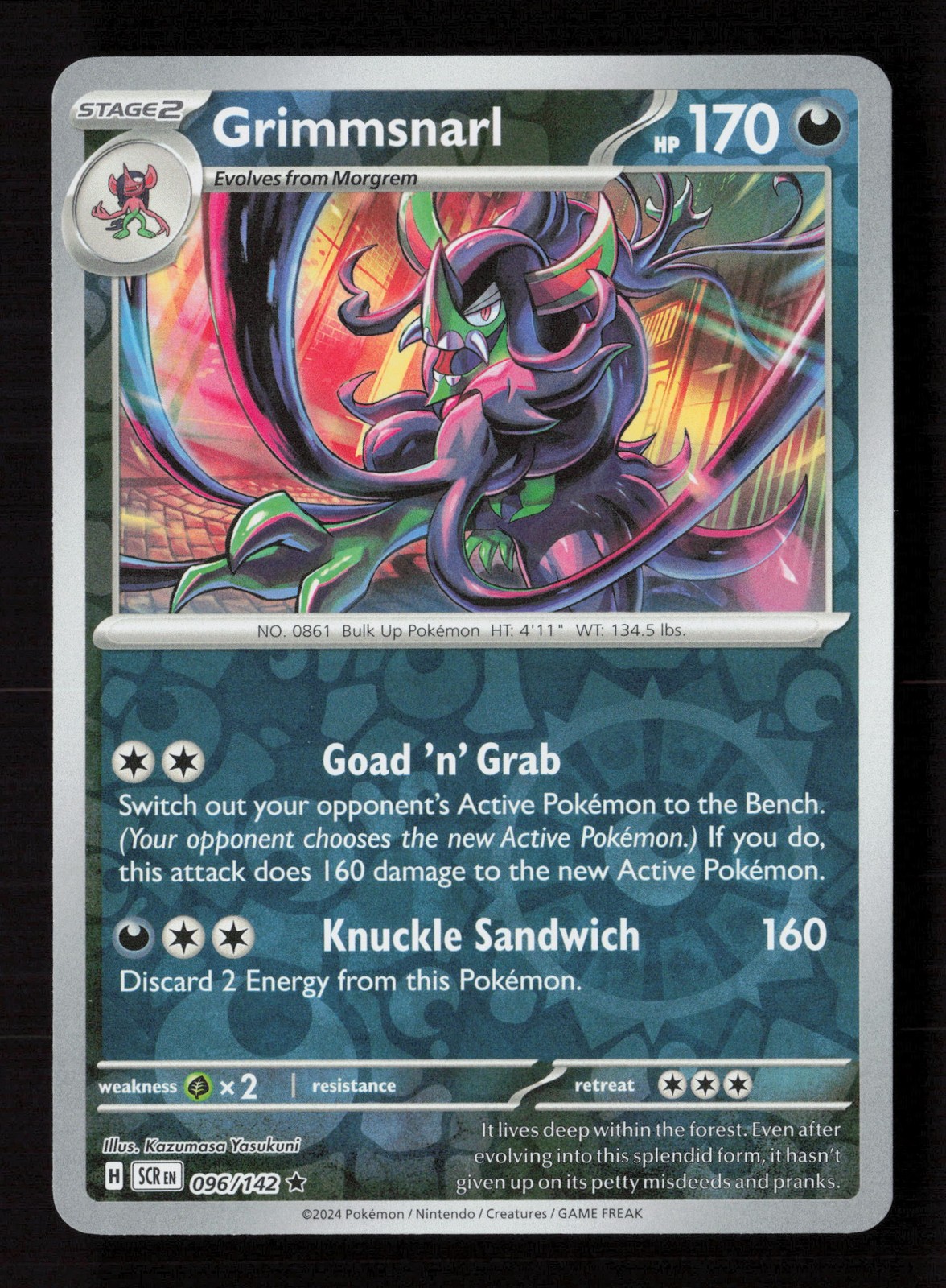 Carta Pokemon Grimmsnarl 096/142 Reverse Holo Corona Stellare