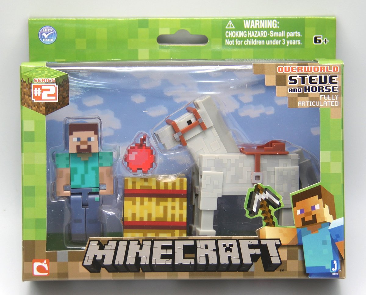 Confezione Figurine Minecraft Steve Con Cavallo Bianco