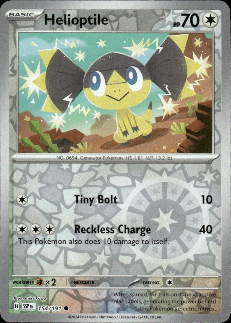Helioptile Surging Sparks 154/191 Common Reverse Holo Pokémon — English NM