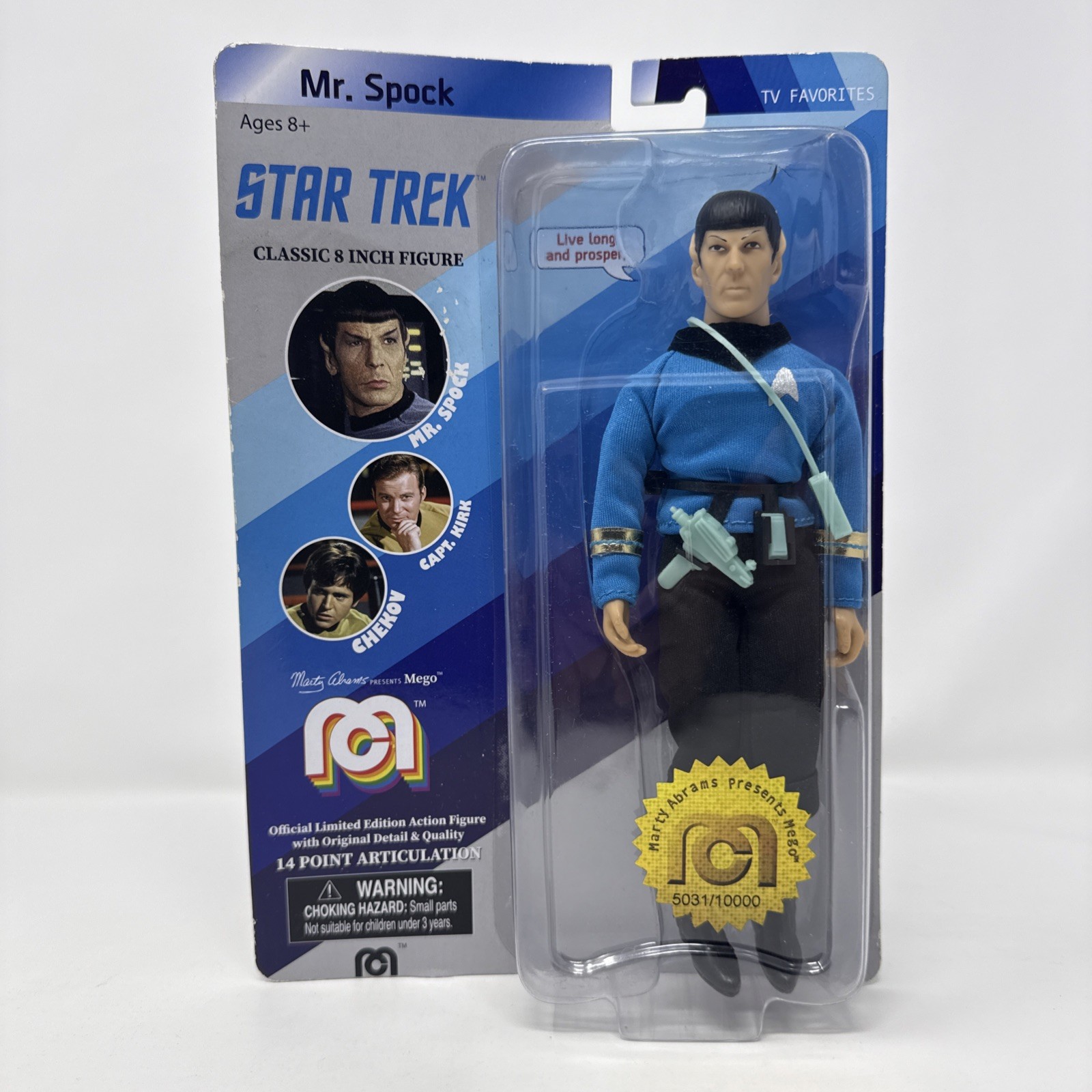 Mr. Spock Star Trek Mego 8” Action Figure Edizione Limitata Nuovo 5031/10000