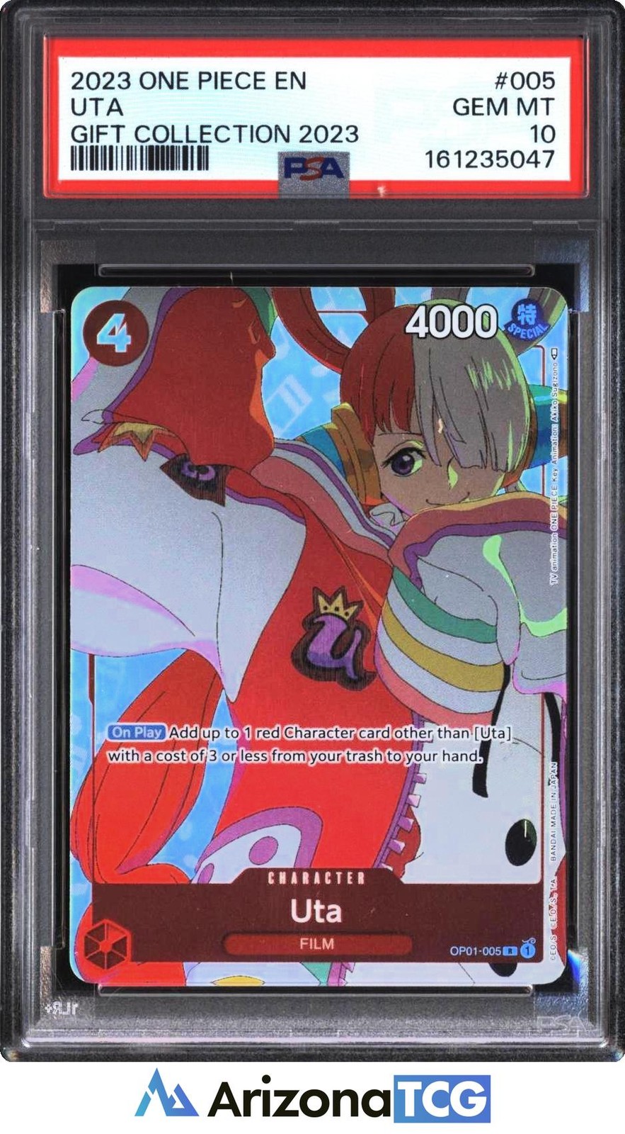 One Piece 2023 Uta OP01-005 Holo Rara Collezione Regalo 2023 GIOCO PERFETTO COME NUOVO PSA 10