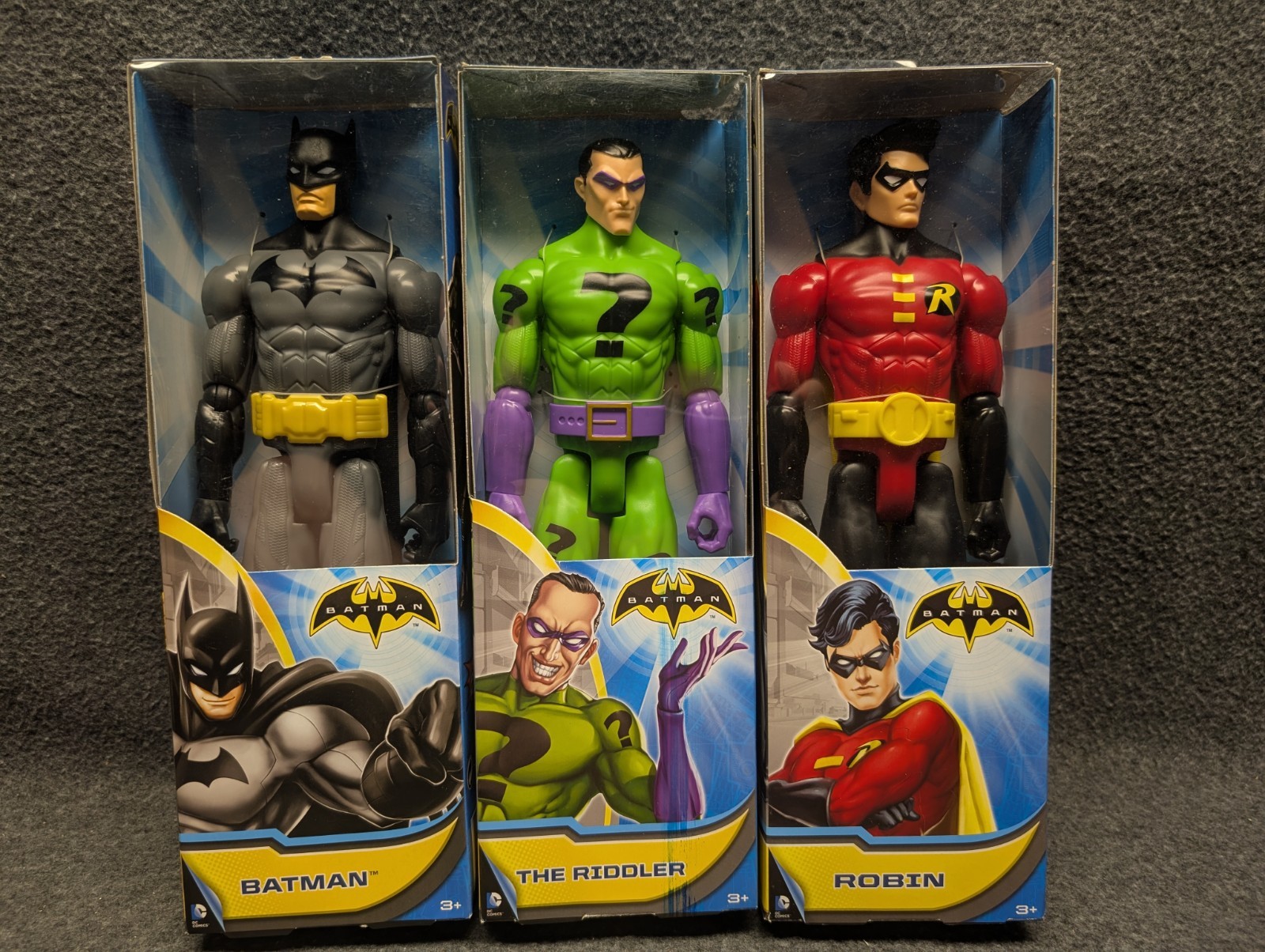 (3) 2015 DC Comics 12" Action Figure Mattel: Batman, Robin, The Riddler
