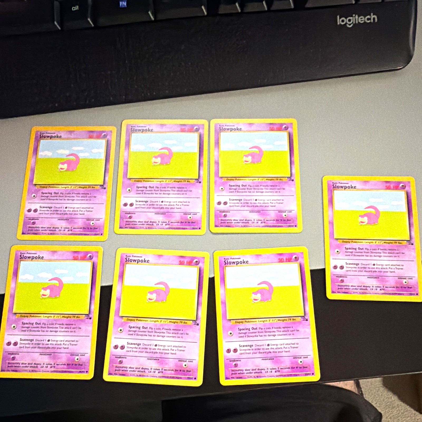 Pokemon TCG Fossil Slowpoke 55/62 lotto 7 carte inglese regolare 1999