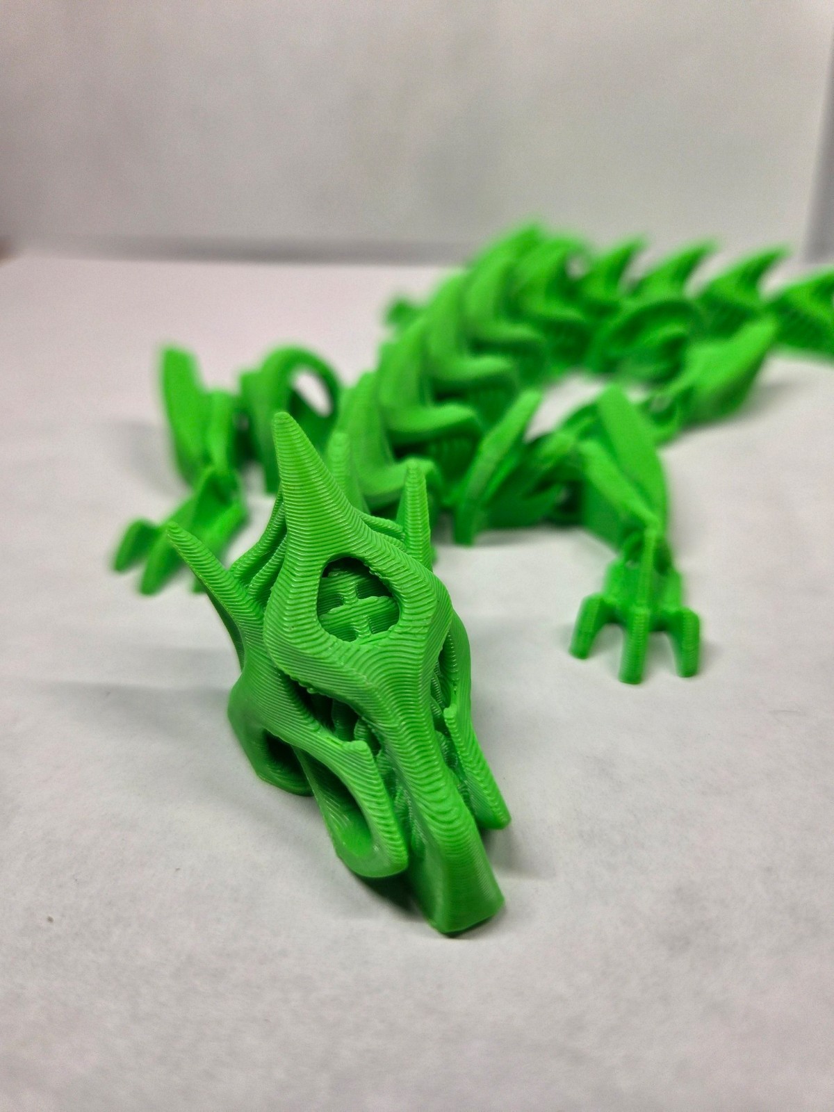 Articulated Dragon "Future" – 3D Printed Flexi Toy – Bright Green