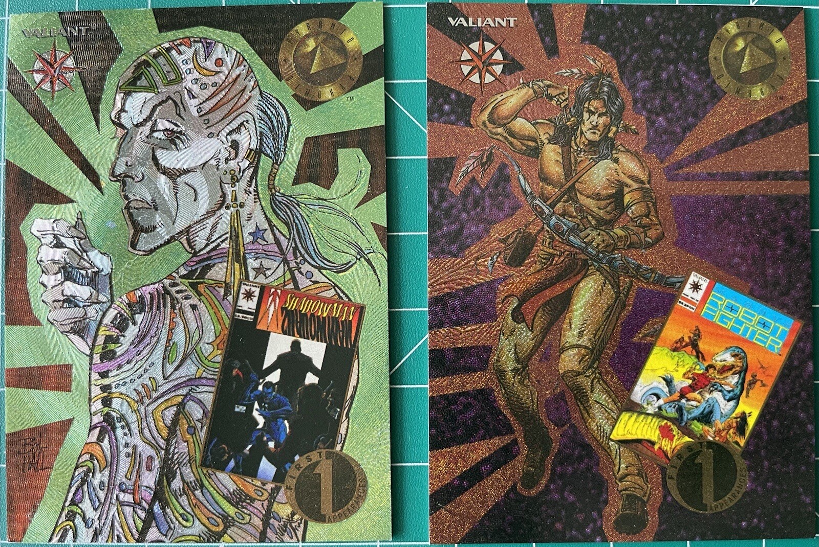 1993 Valiant Era Upper Deck Foil Insert Lot FA7 FA8 Master Darque Robot Fighter