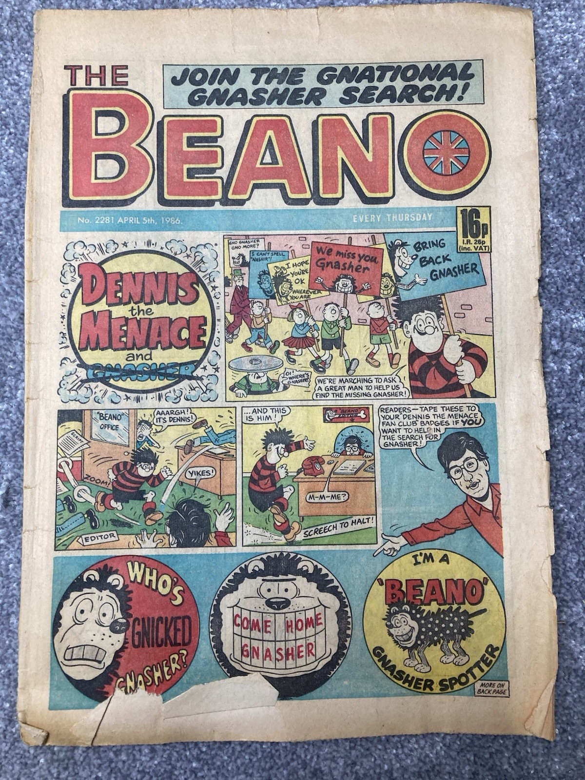 Vintage BEANO comic 2281 apr 5 1986 gnasher Rare