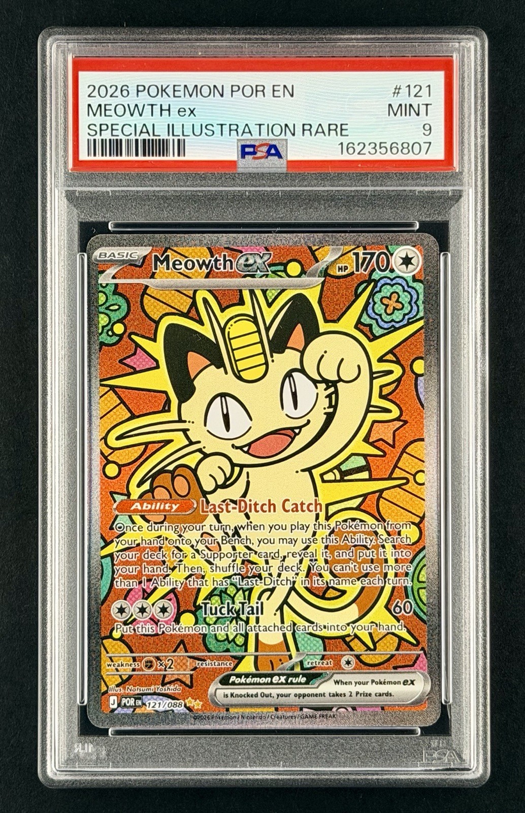 2026 POKEMON POR EN-PERFECT ORDER ILLUSTRAZIONE SPECIALE RARA #121 MEOWTH EX PSA 9