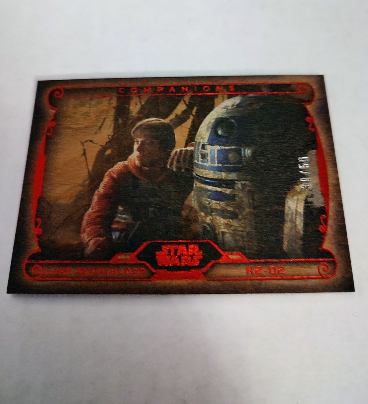2015 Topps Star Wars Masterwork Companions C-8 Luke Skywalker R2-D2 #39/50 Wood