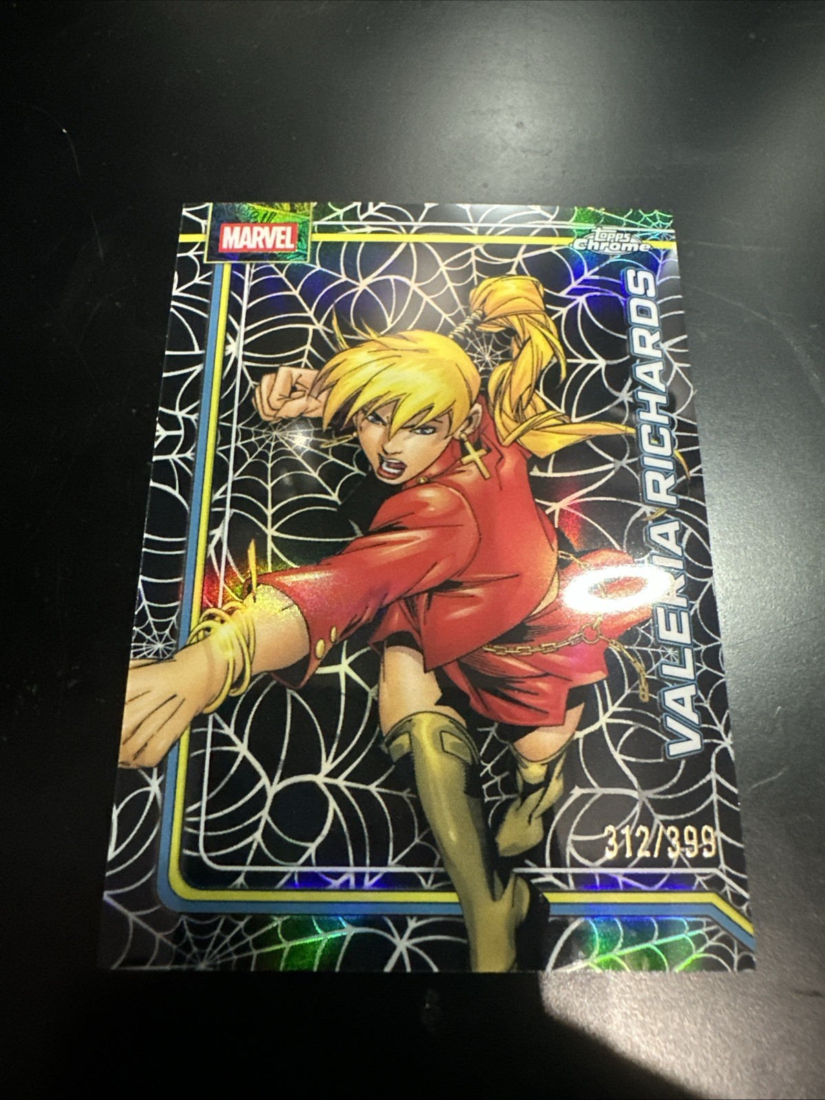 2026 Topps Chrome Marvel Valeria Richards Spider-Web rifrattore /399 #186