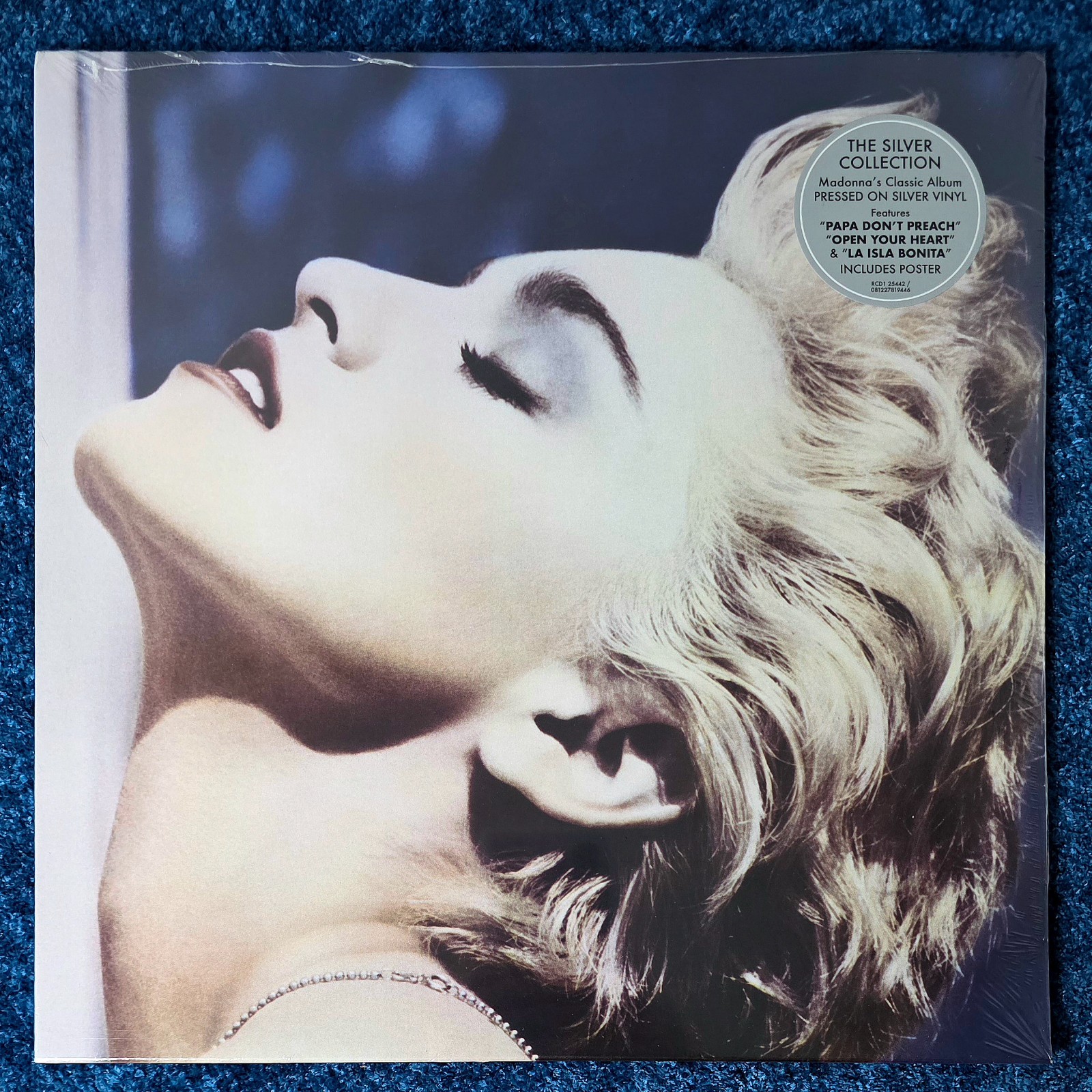 MADONNA SEALED TRUE BLUE 12'' VINYL SILVER COLOR LP US 2023 Promo Hype & Poster