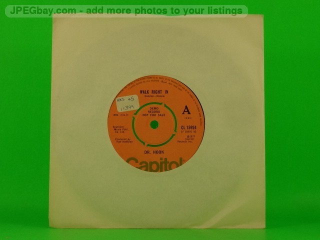 DR HOOK WALK RIGHT IN (DEMO) (152) 2 Track 7" Single Plain Sleeve CAPITOL