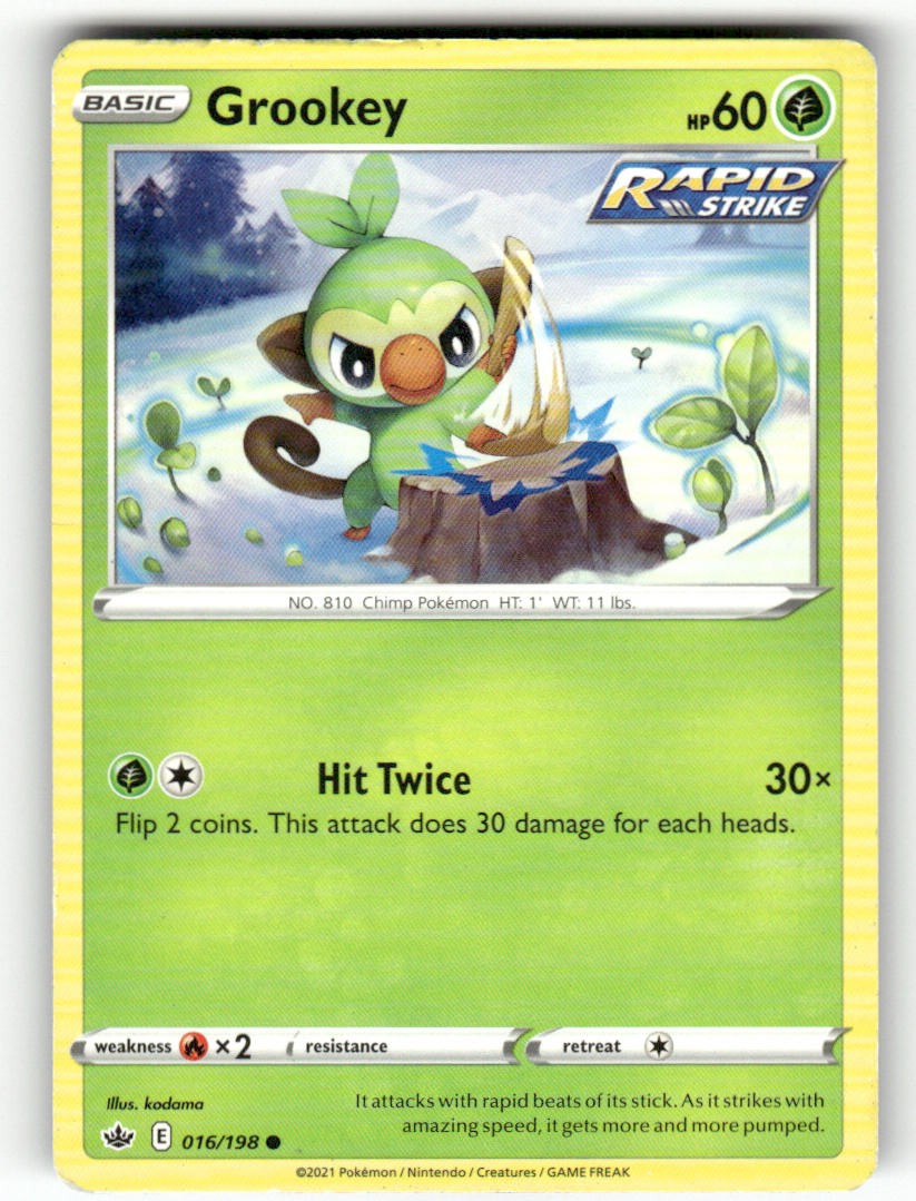Pokemon Grookey 016/198 Regno Ghiacciante Comune Giocato Leggermente