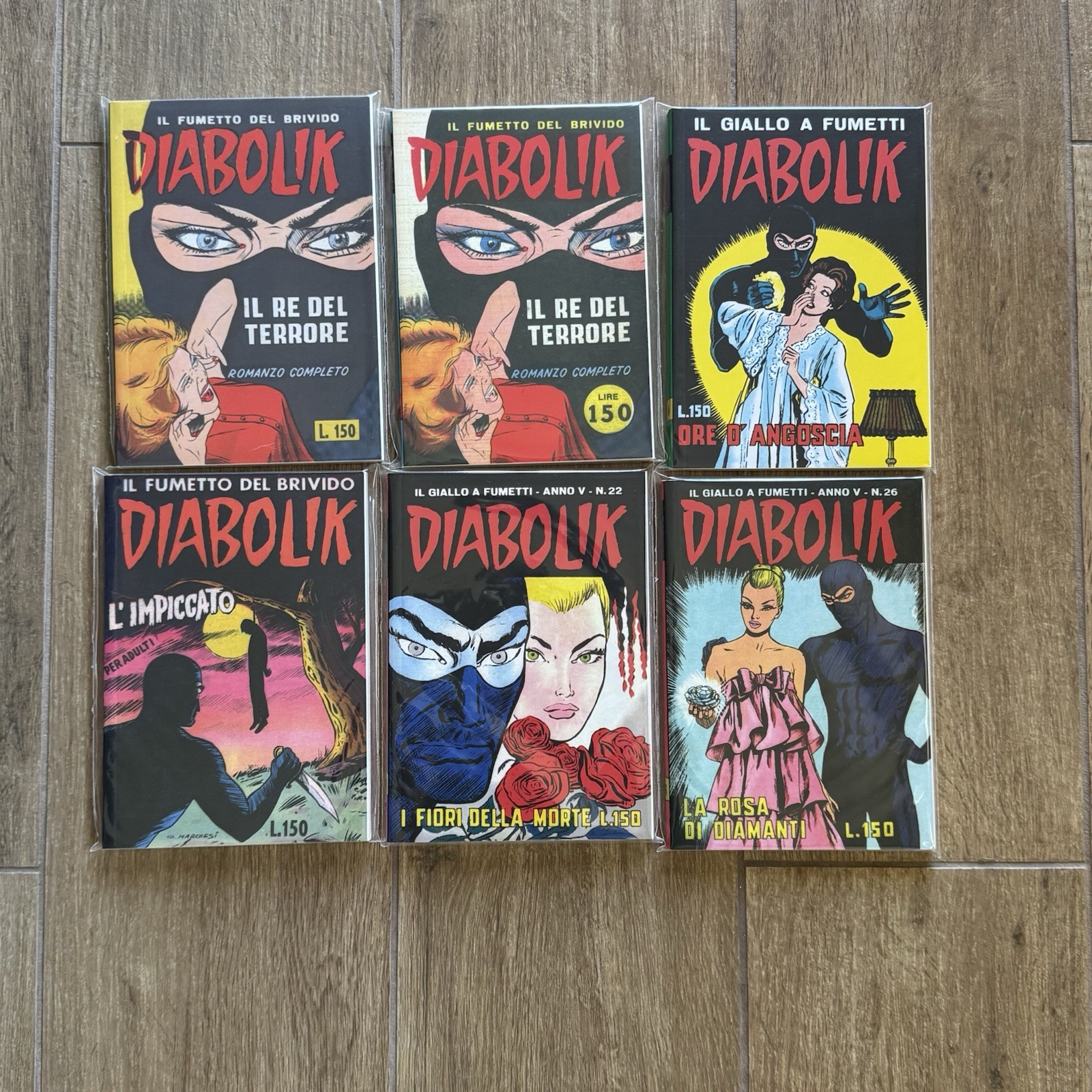 Lotto 6 fumetti Diabolik 1-6-10-22-26 ristampe
