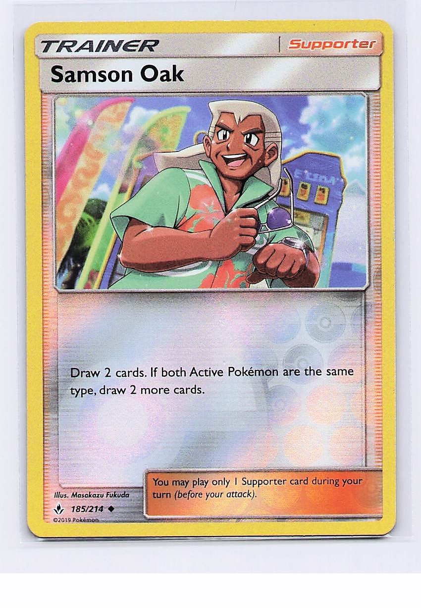 SAMSON OAK 185/214 POKEMON UNCOMMON UNBROKEN BONDS REVERSE HOLO LP