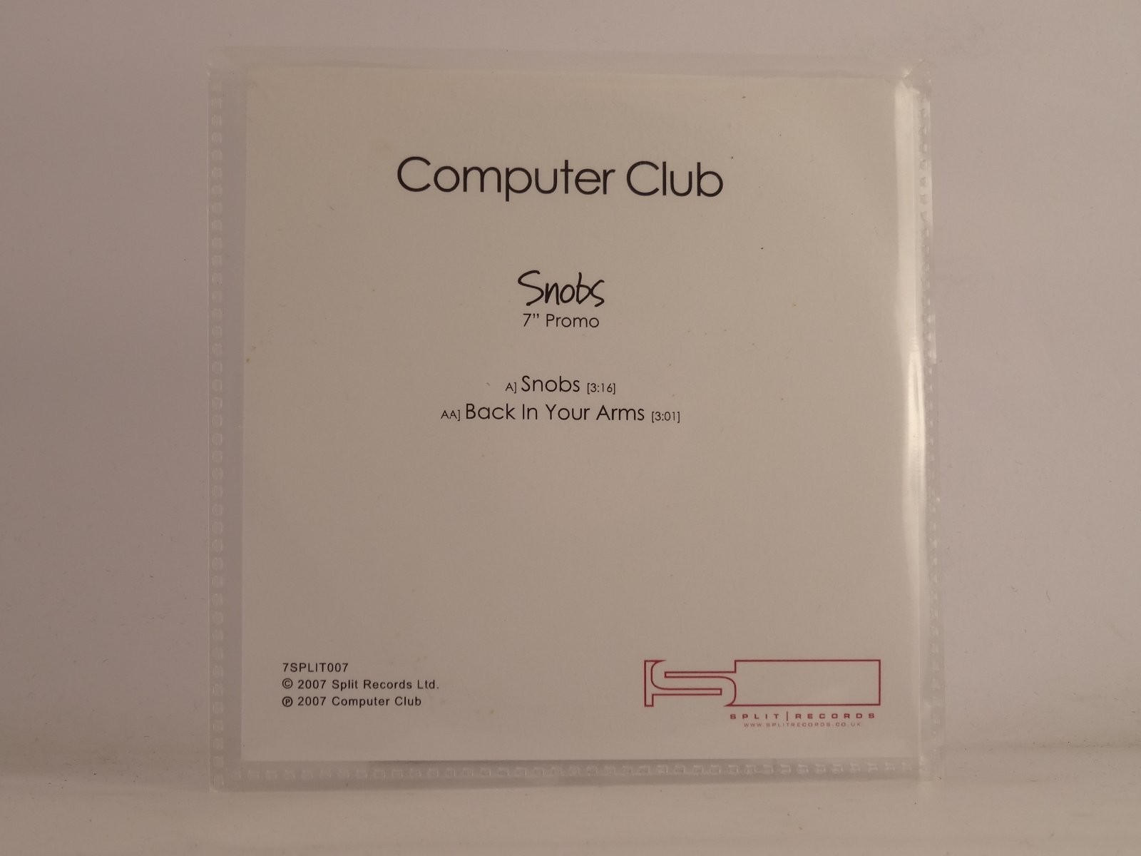 COMPUTER CLUB SNOBS (F46) 2 Track Promo CD Single plus White Sleeve SPLIT