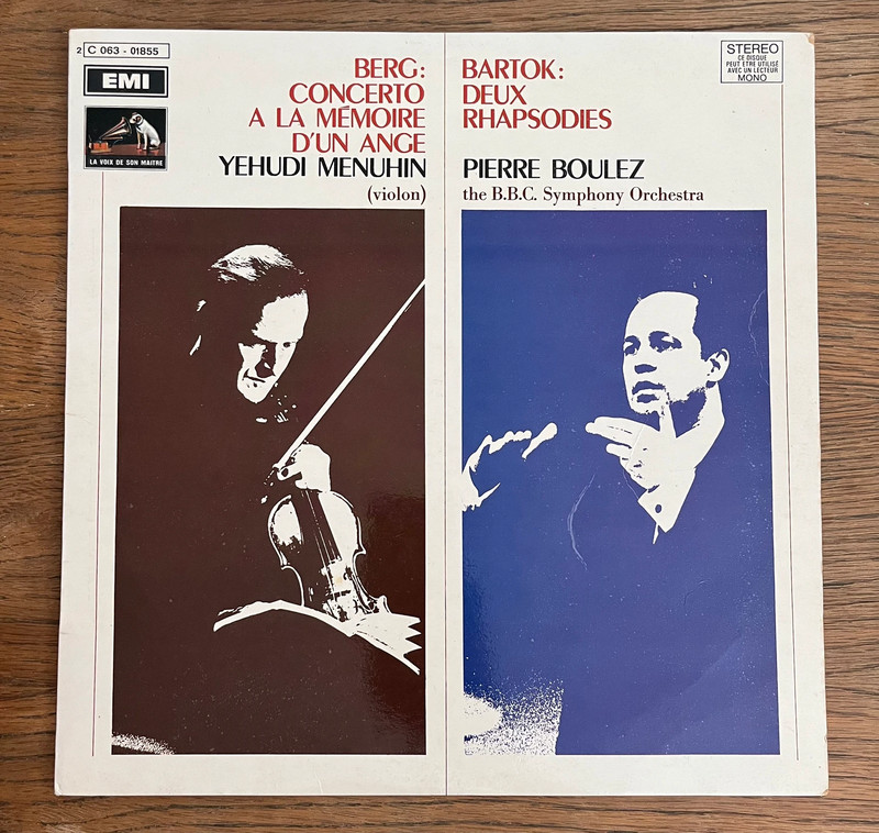 Menuhin / Boulez / Berg / Bartók : Concerto à la mémoire d'un ange - EMI (01855)